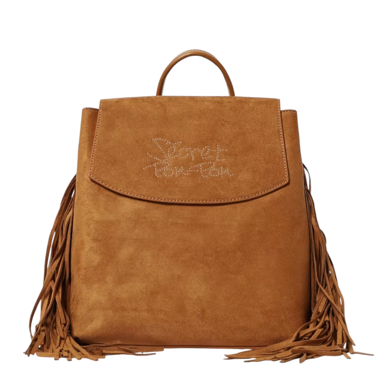 Secret Pon Pon Kate Zaino Donna in Camoscio Sintetico Cuoio con Frange