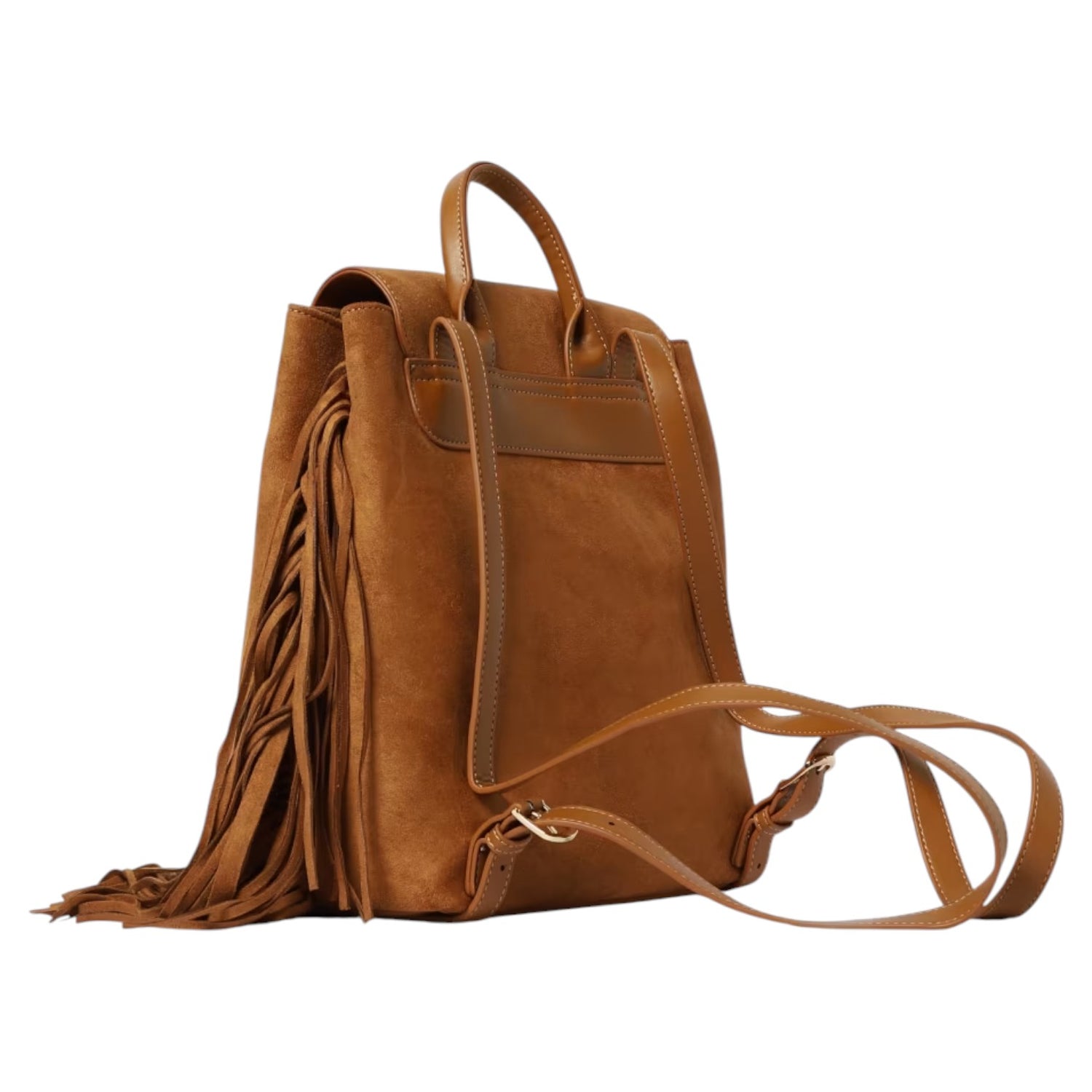 Secret Pon Pon Kate Zaino Donna in Camoscio Sintetico Cuoio con Frange