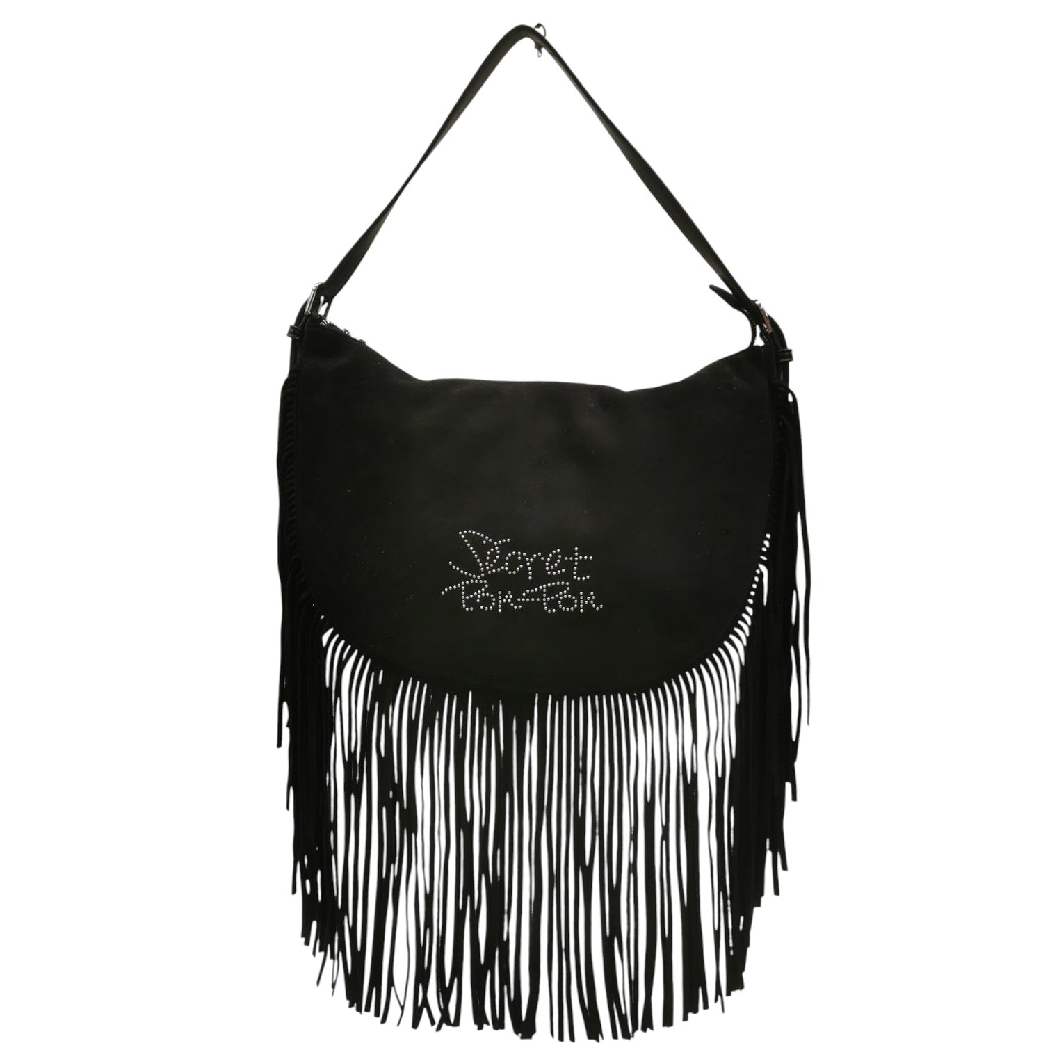 Secret Pon Pon Kate Hobo L Borsa a Spalla Mezzaluna Donna in Camoscio Nero con Frange