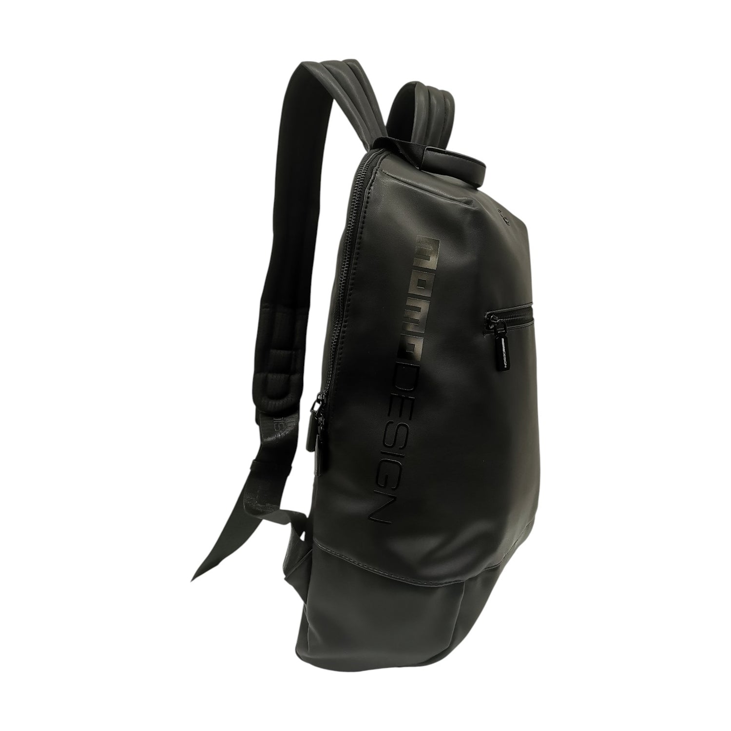 Momo Design Zaino Uomo n Ecopelle Nera con Tasca con Zip