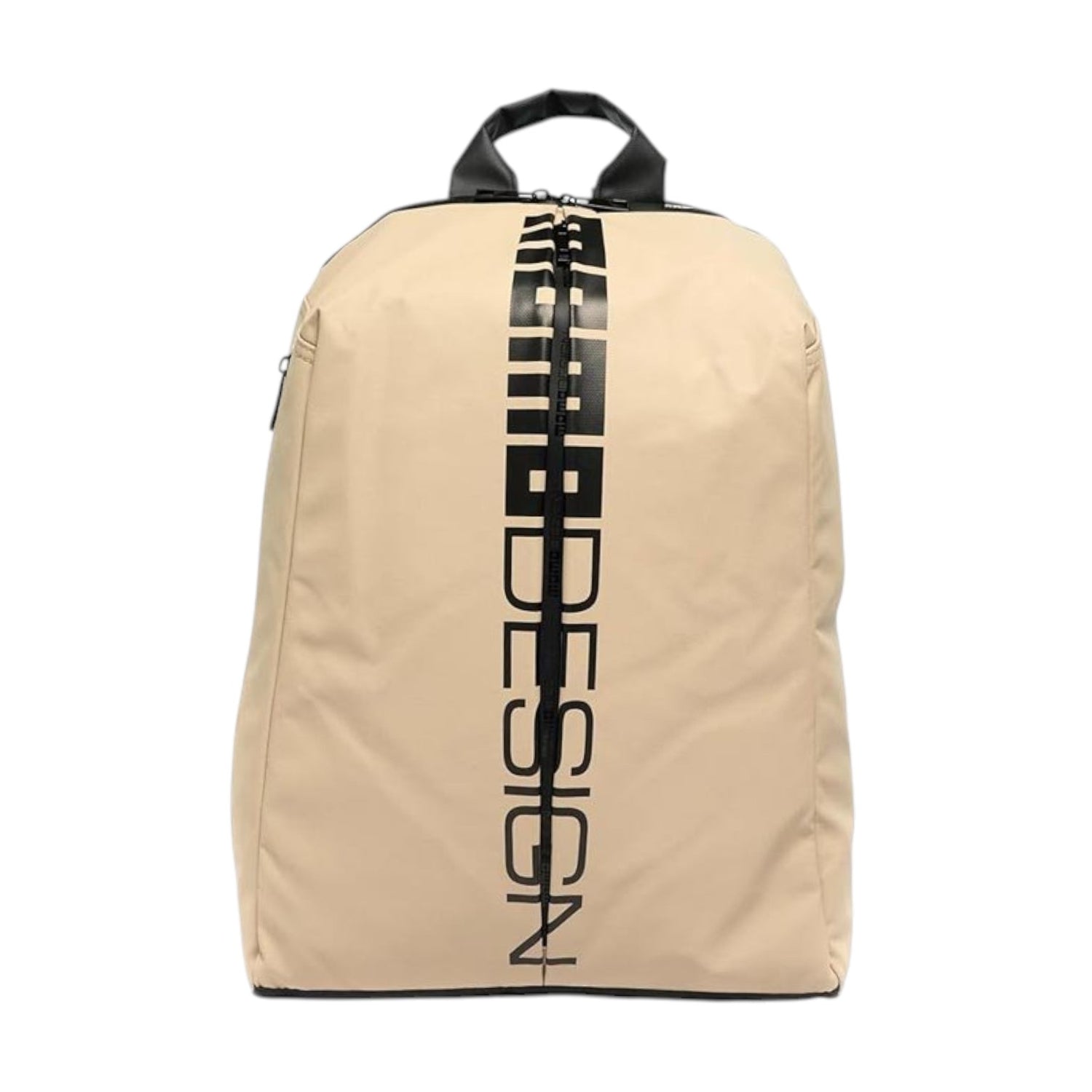 Momo Design Arrow Zaino Uomo in Tessuto Beige con Scritta Logata Nera