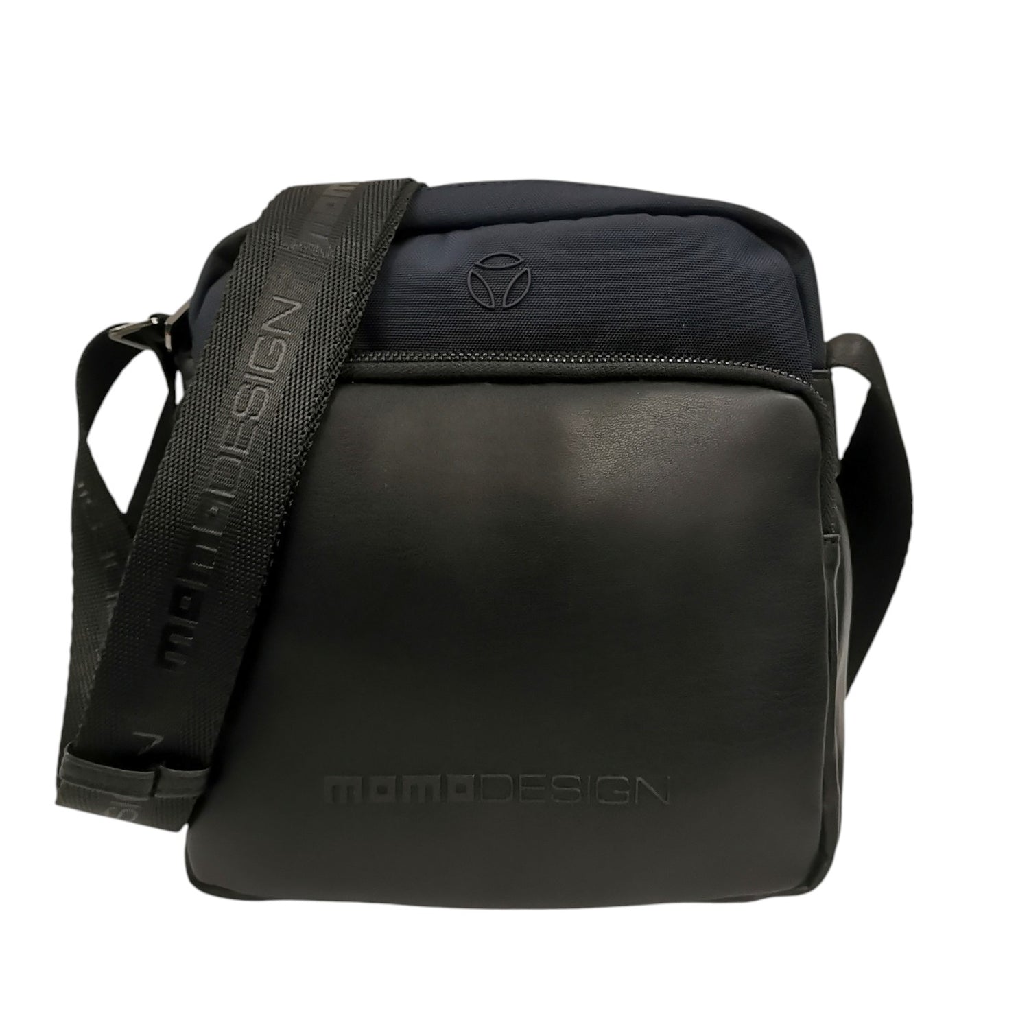 Momo Design Borsello Uomo in Tessuto Blu Nero con Tracolla Logata