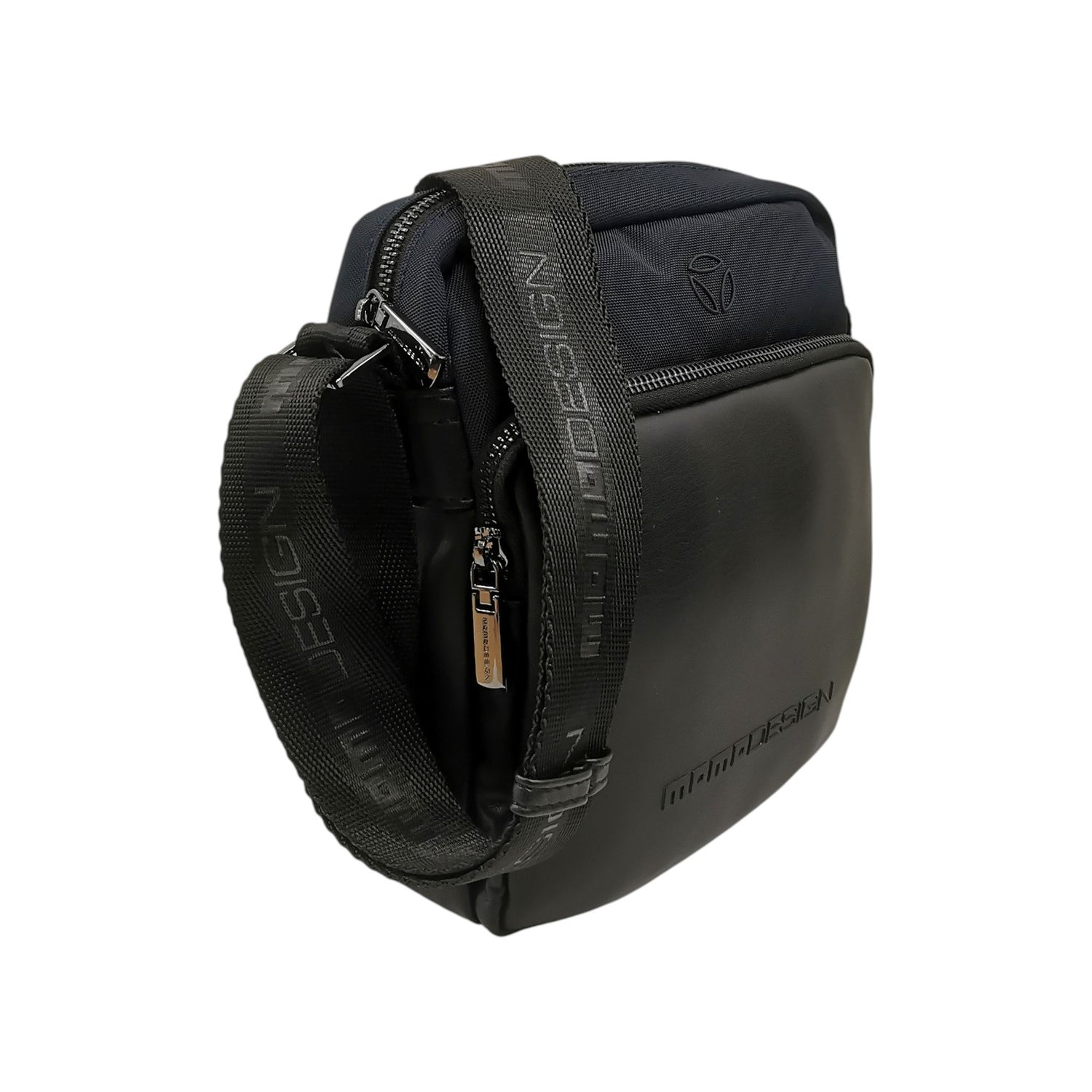 Momo Design Borsello Uomo in Tessuto Blu Nero con Tracolla Logata