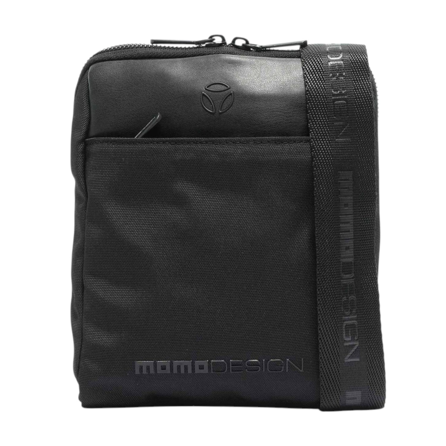 Momo Design Borsello Uomo in Tessuto e Pelle Nero