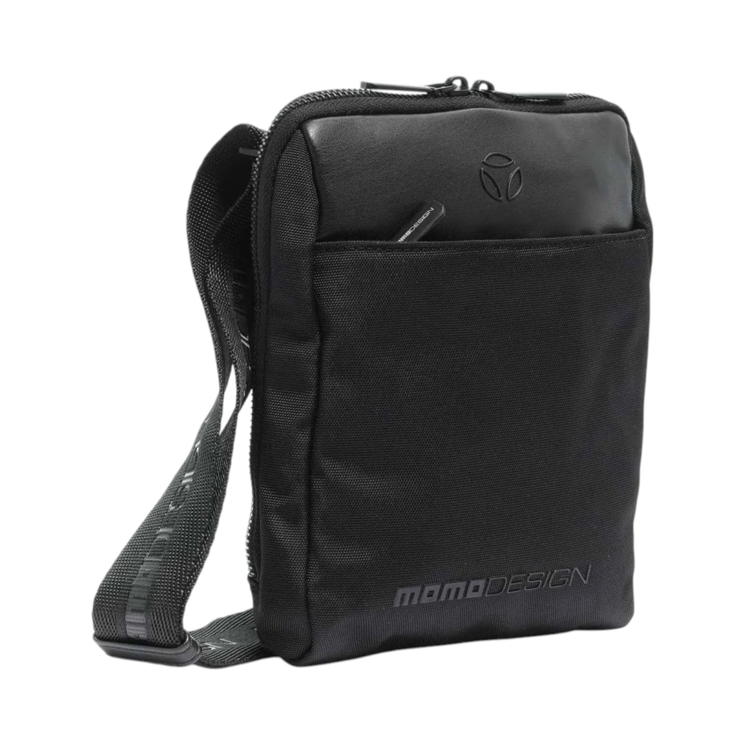 Momo Design Borsello Uomo in Tessuto e Pelle Nero