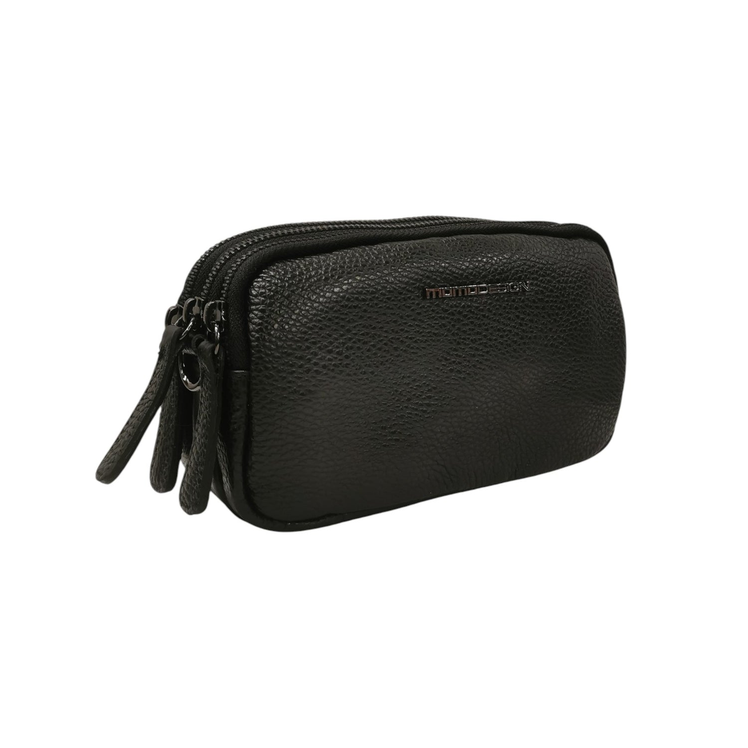 Momo Design Pochette Uomo in Pelle Martellata Nera con Tre Scomparti