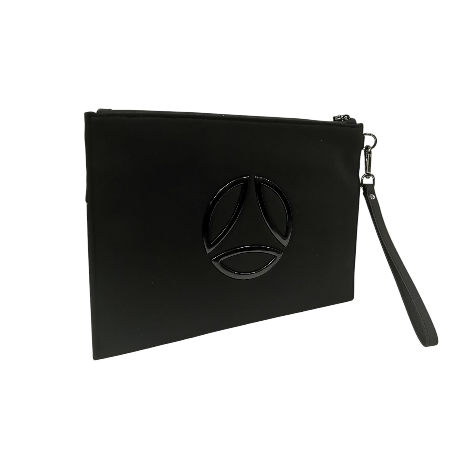 Momo Design Pochette Piatta Uomo in Tessuto Nero con Polsino