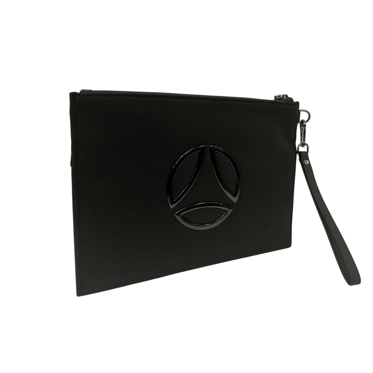 Momo Design Pochette Piatta Uomo in Tessuto Nero con Polsino
