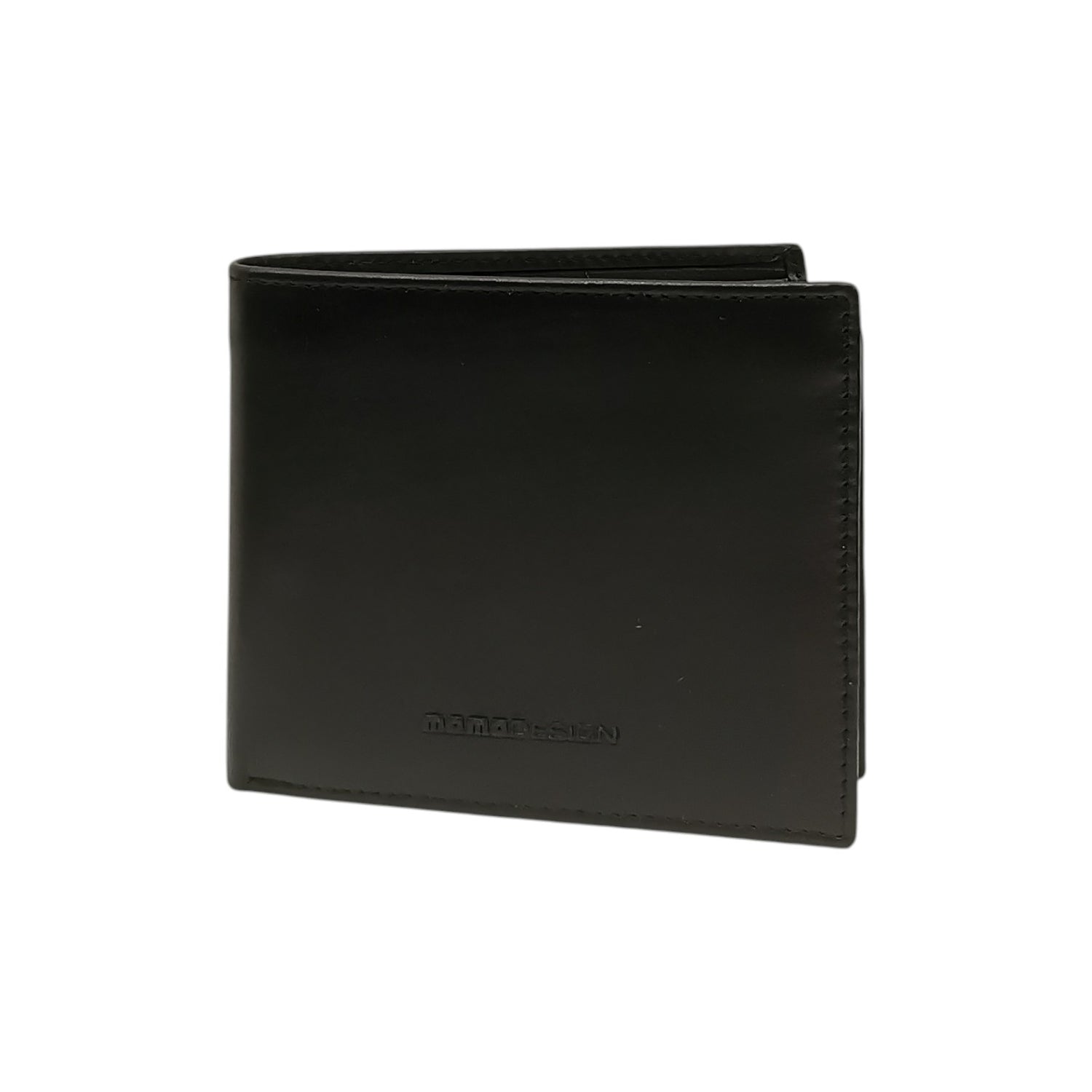 Momo Design Portafoglio Uomo in Pelle Nera con Ribaltina e Portamonete