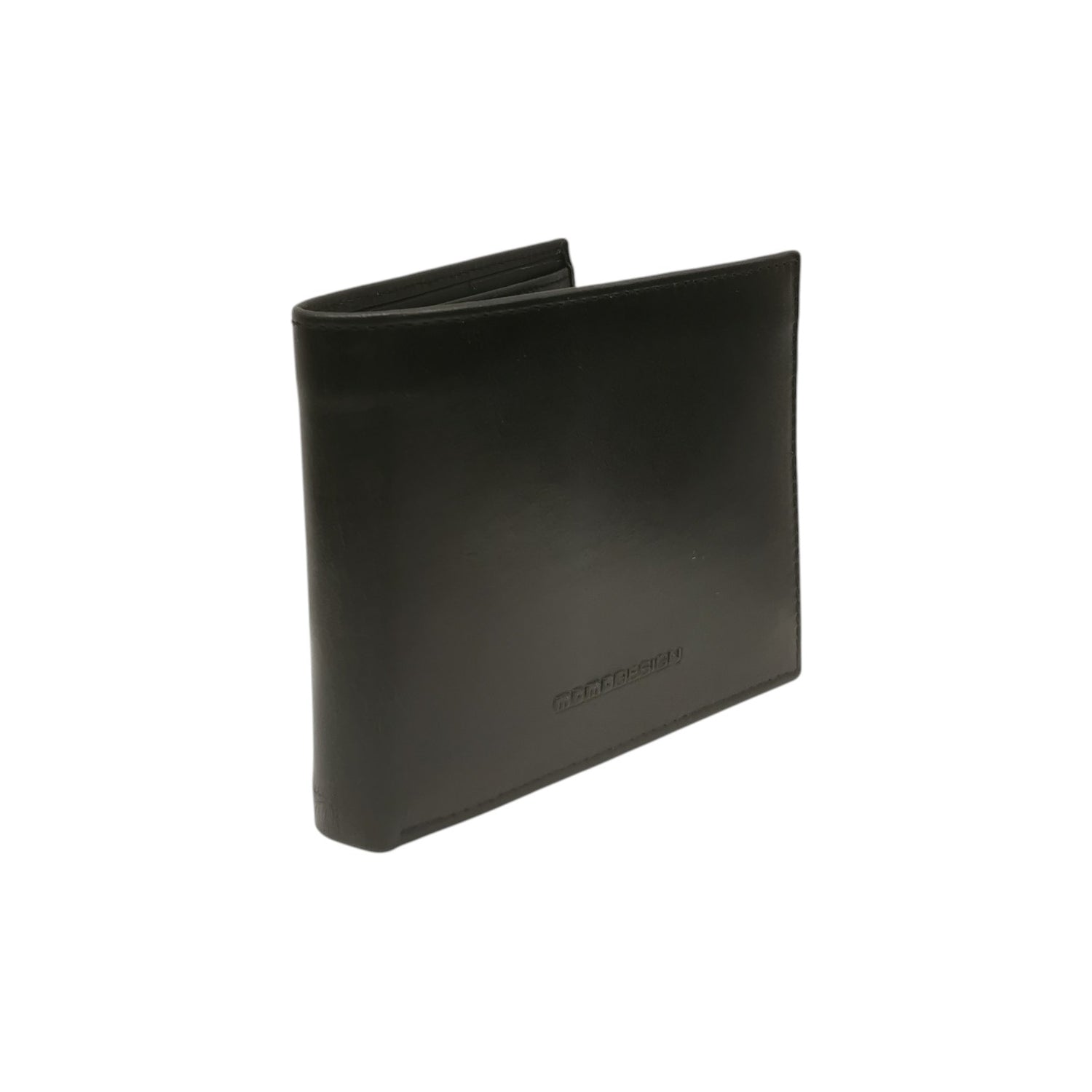 Momo Design Portafoglio Uomo in Pelle Nera con Ribaltina e Portamonete