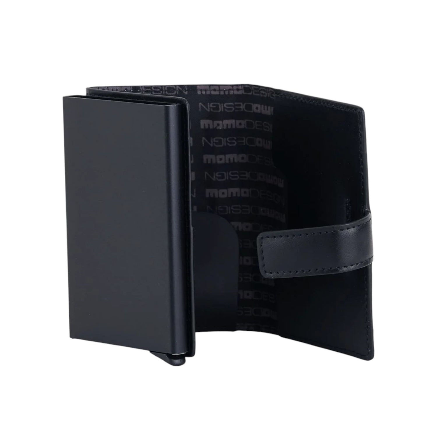 Momo Design Portacarte Verticale Uomo in Pelle Nera con Clip