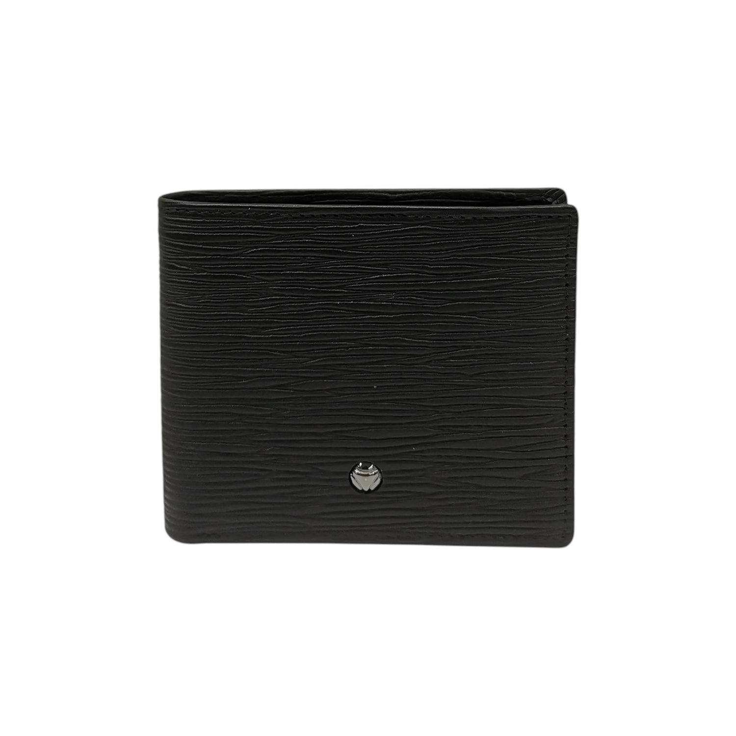 Momo Design Portafoglio Uomo in Pelle Nera con Portamonete con Bottone Magnetico