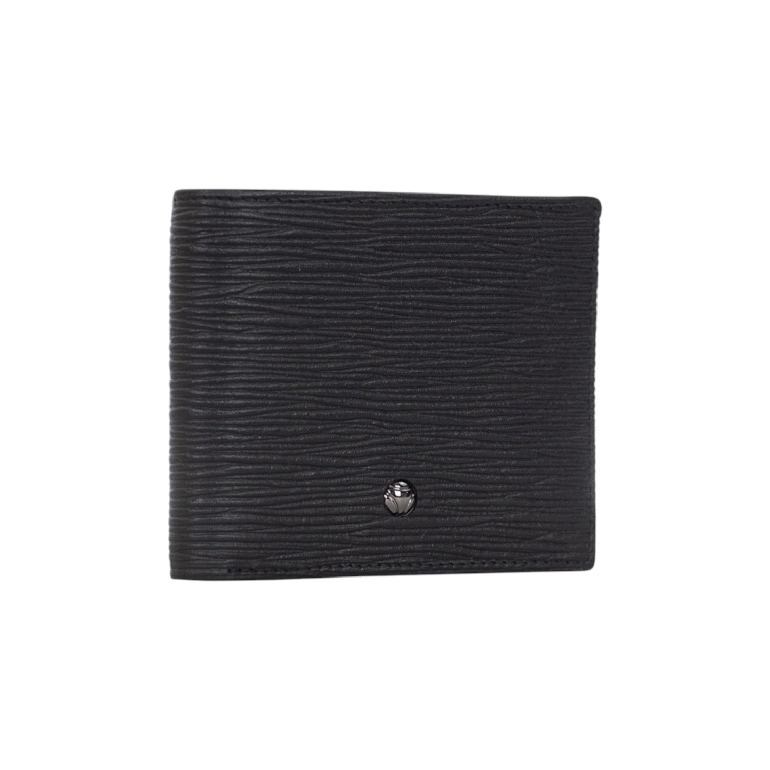 Momo Design Portafoglio Uomo in Pelle Nera con Logo Circolare