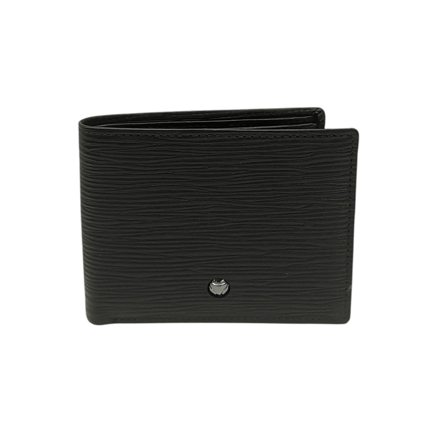 Momo Design Portafoglio Uomo in Pelle Nera con Logo Circolare e Ribaltina