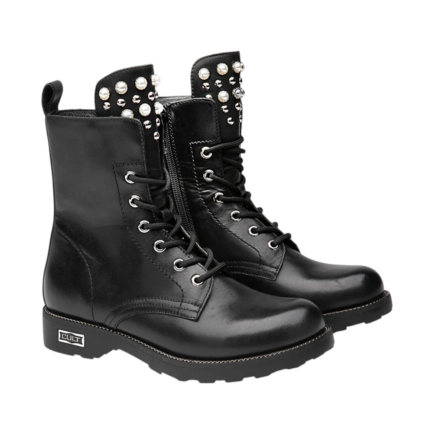 Cult Anfibio Donna in Pelle Nera con Perle