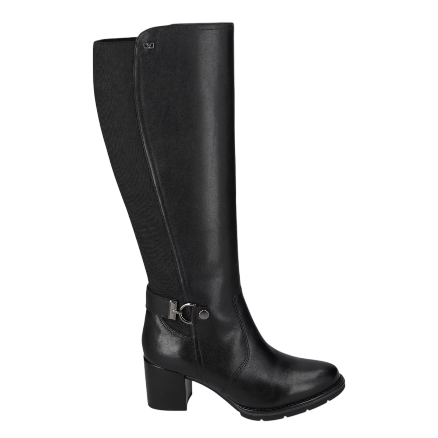Valleverde Stivale Donna in Pelle Nera con Zip e Tacco Largo 70mm
