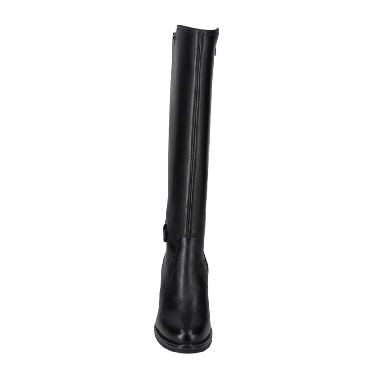 Valleverde Stivale Donna in Pelle Nera con Zip e Tacco Largo 70mm