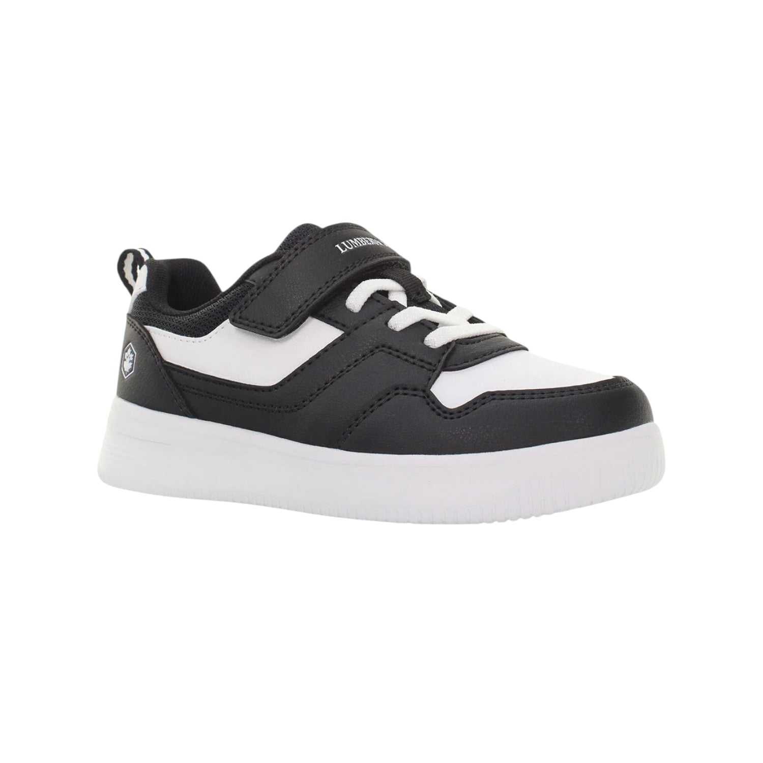 Lumberjack Sneakers Bambino in Ecopelle e Tessuto Nero Bianco con Strappo