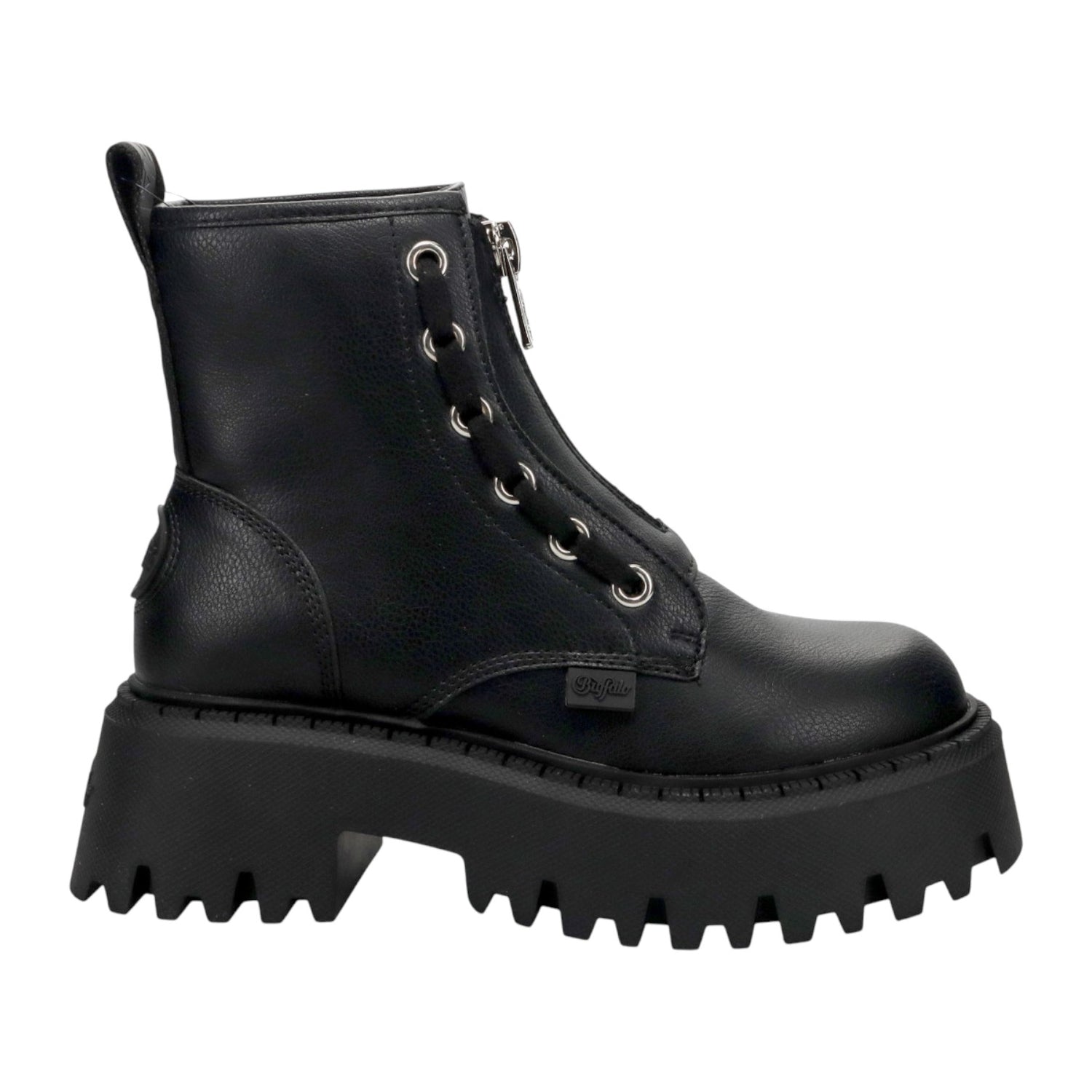 Buffalo Aspen Front Zip Anfibio Platform Donna Nero