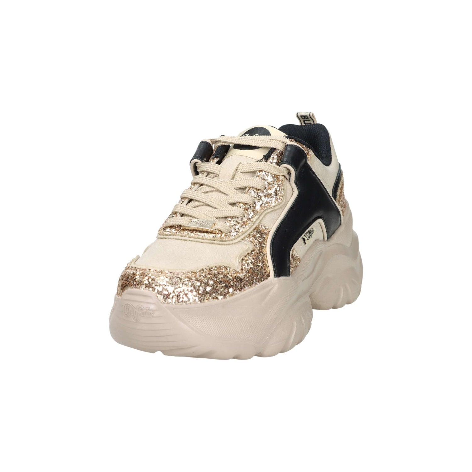 Buffalo Bliss Glam Sneakers Platform Donna Oro Crema con Glitter