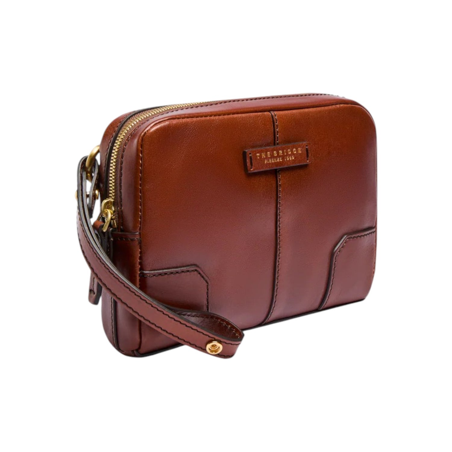 The Bridge Pochette Linea Vespucci Uomo in Pelle Cuoio con Zip