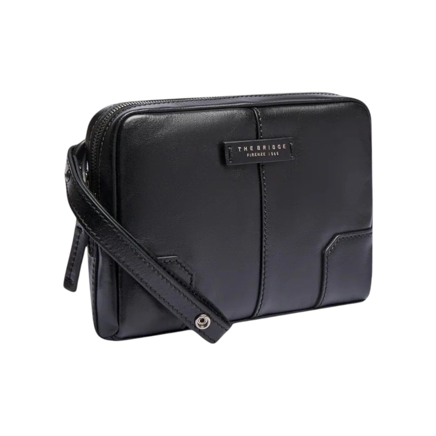 The Bridge Pochette Linea Vespucci Uomo in Pelle Nera con Zip