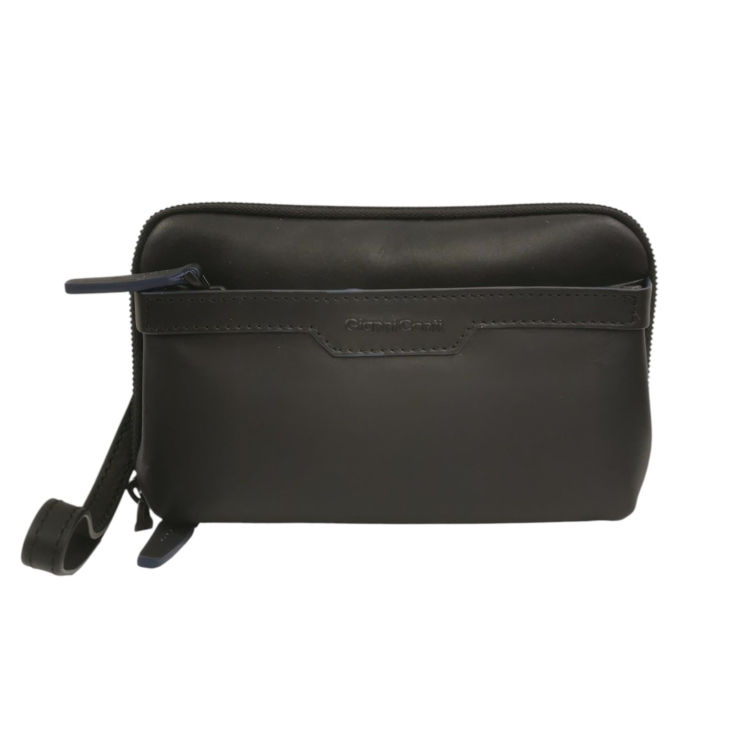 Gianni Conti Pochette Uomo Febo in Pelle Nera con Polsino