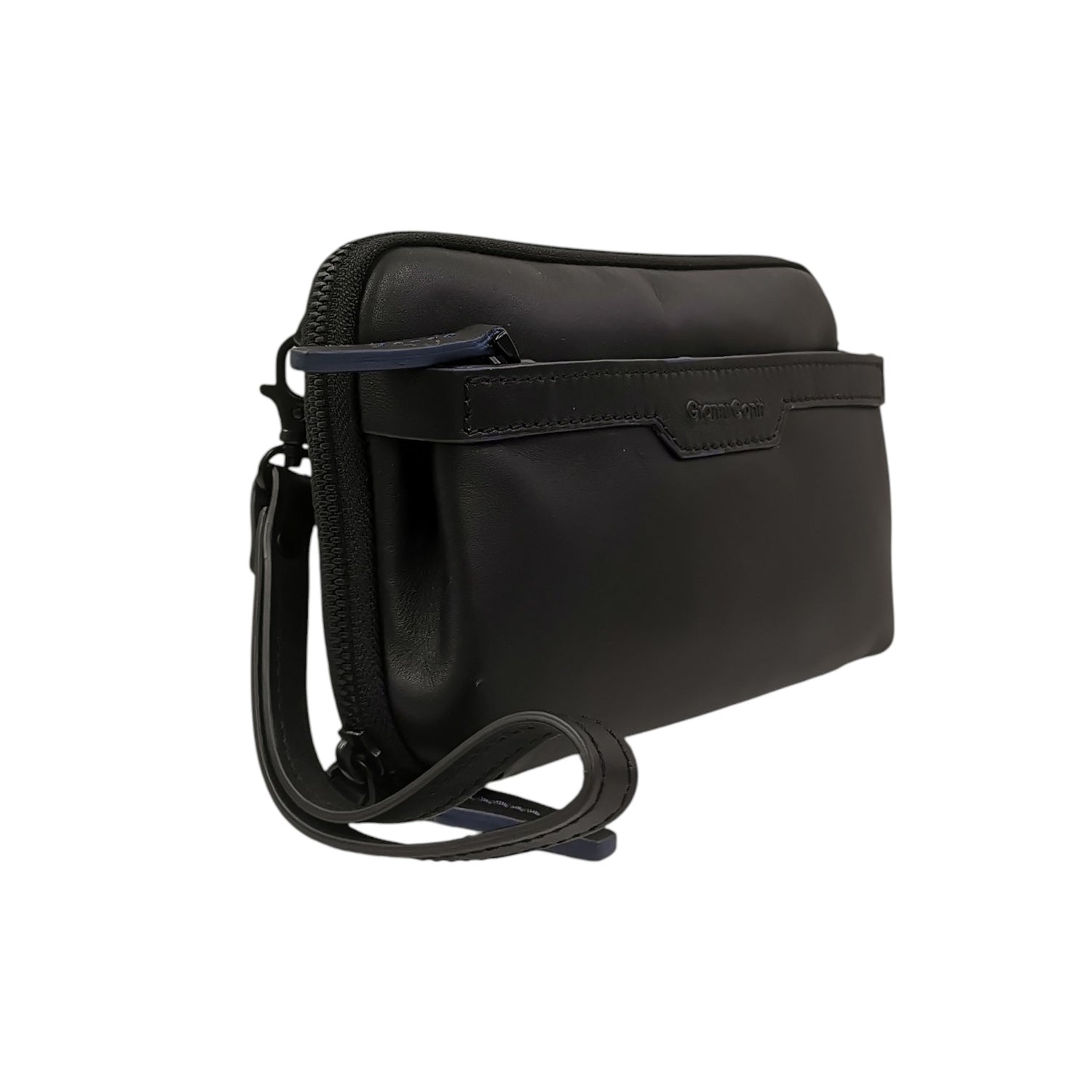 Gianni Conti Pochette Uomo Febo in Pelle Nera con Polsino