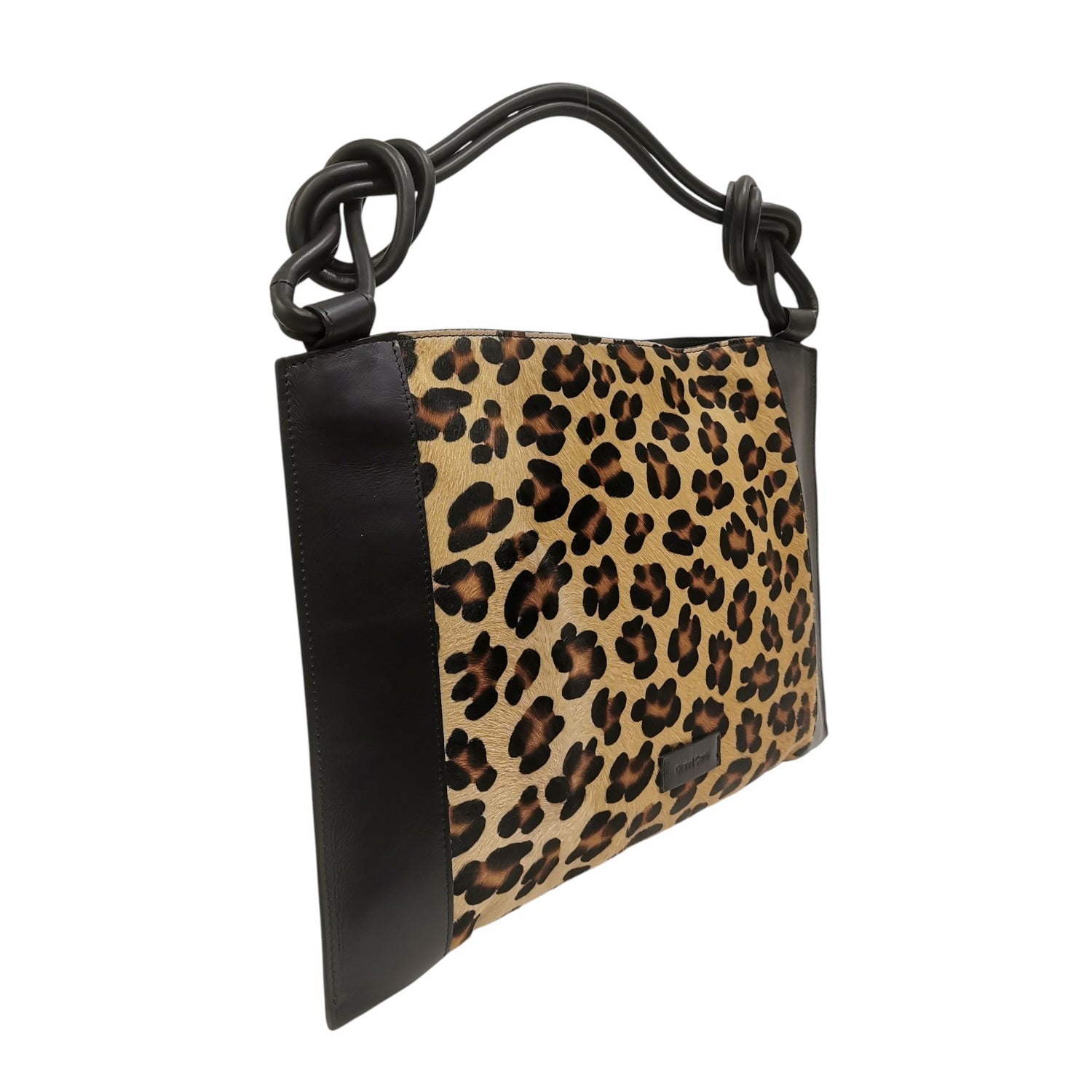 Gianni Conti Borsa a Spalla Grande a Bustina Donna in Pelle Nera Animalier