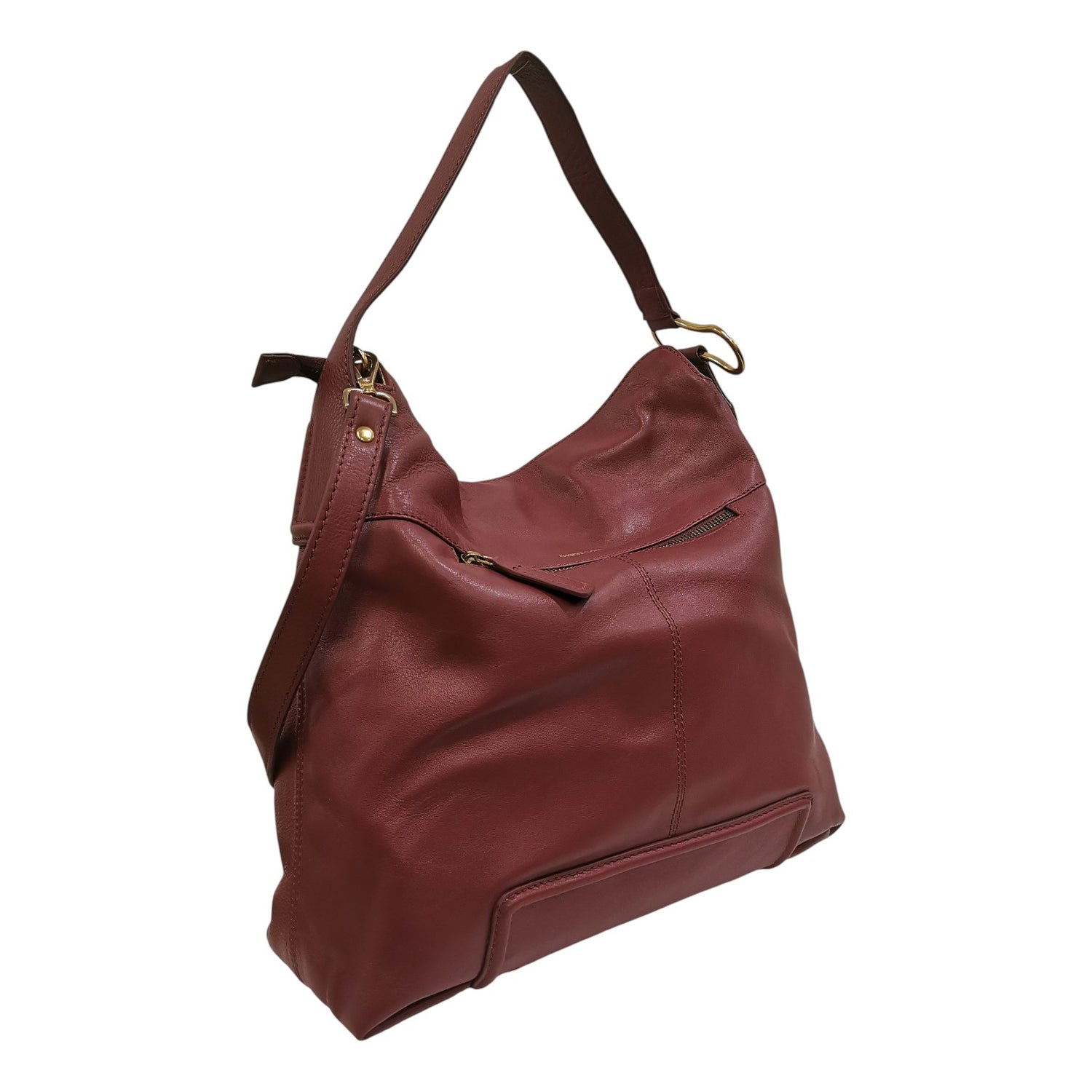 Gianni Conti Borsa a Spalla Donna in Pelle Rubino con Tasca Frontale e Tracolla