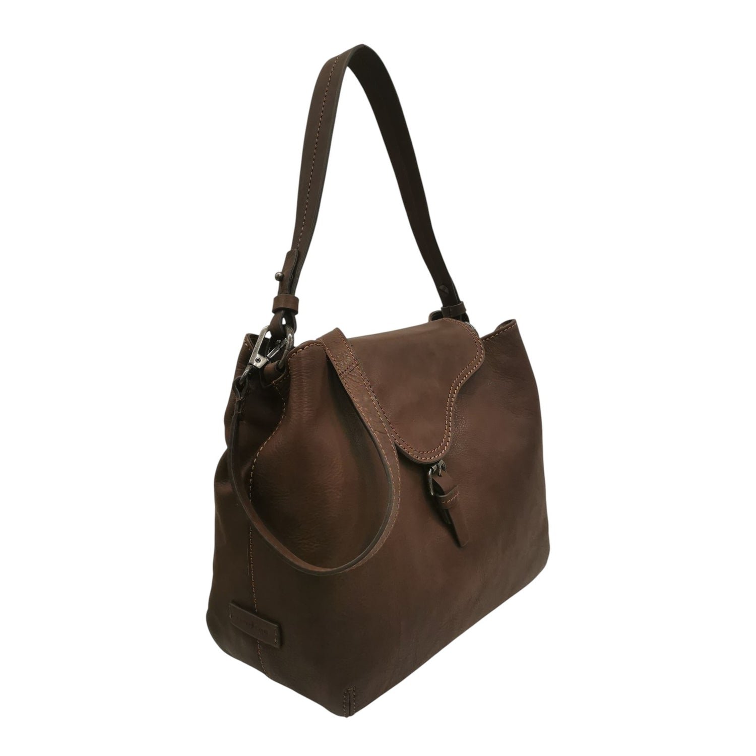 Gianni Conti Borsa a Spalla Donna in Pelle Cioccolato con Tracolla e Cinturino