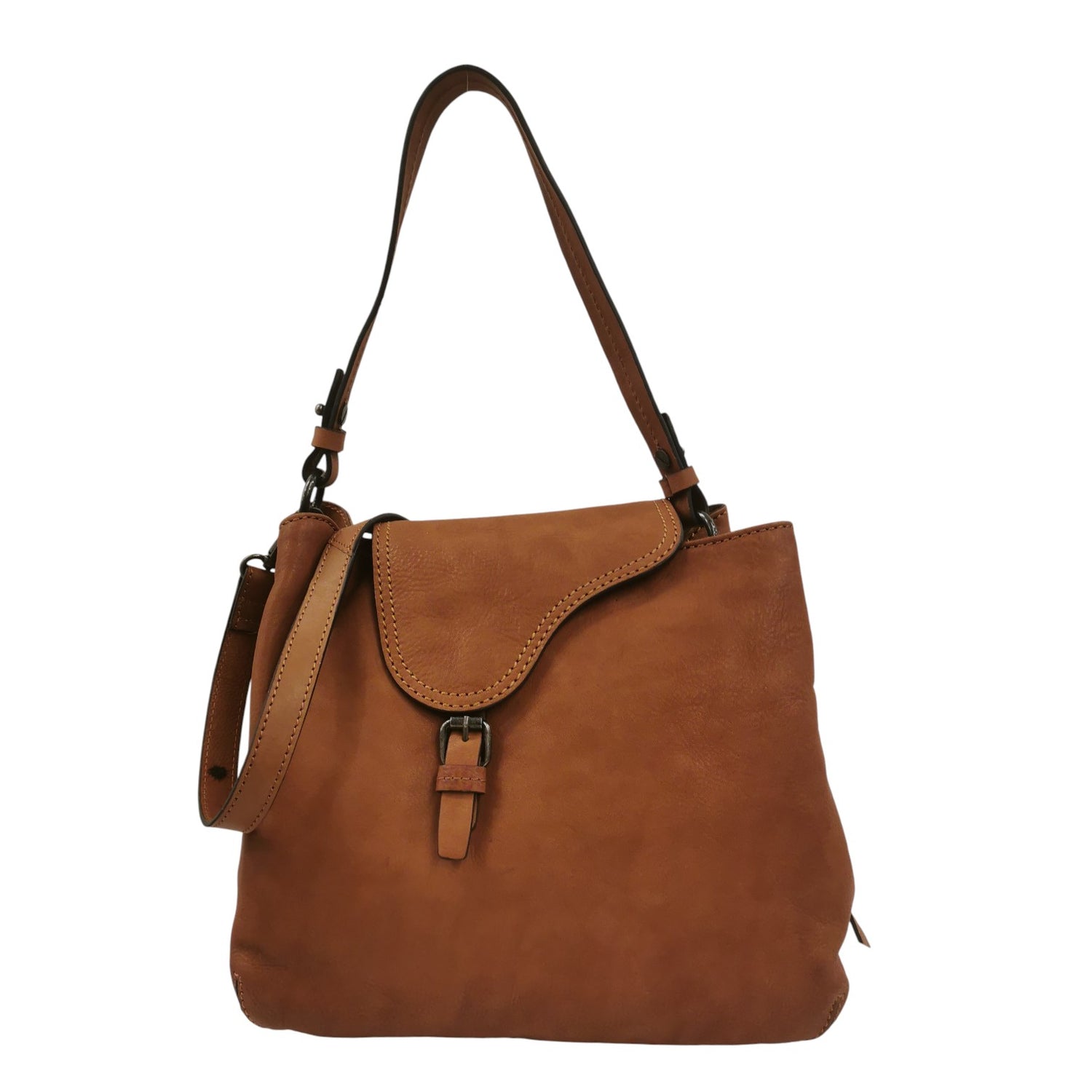 Gianni Conti Borsa a Spalla Donna in Pelle Cognac con Tracolla e Cinturino