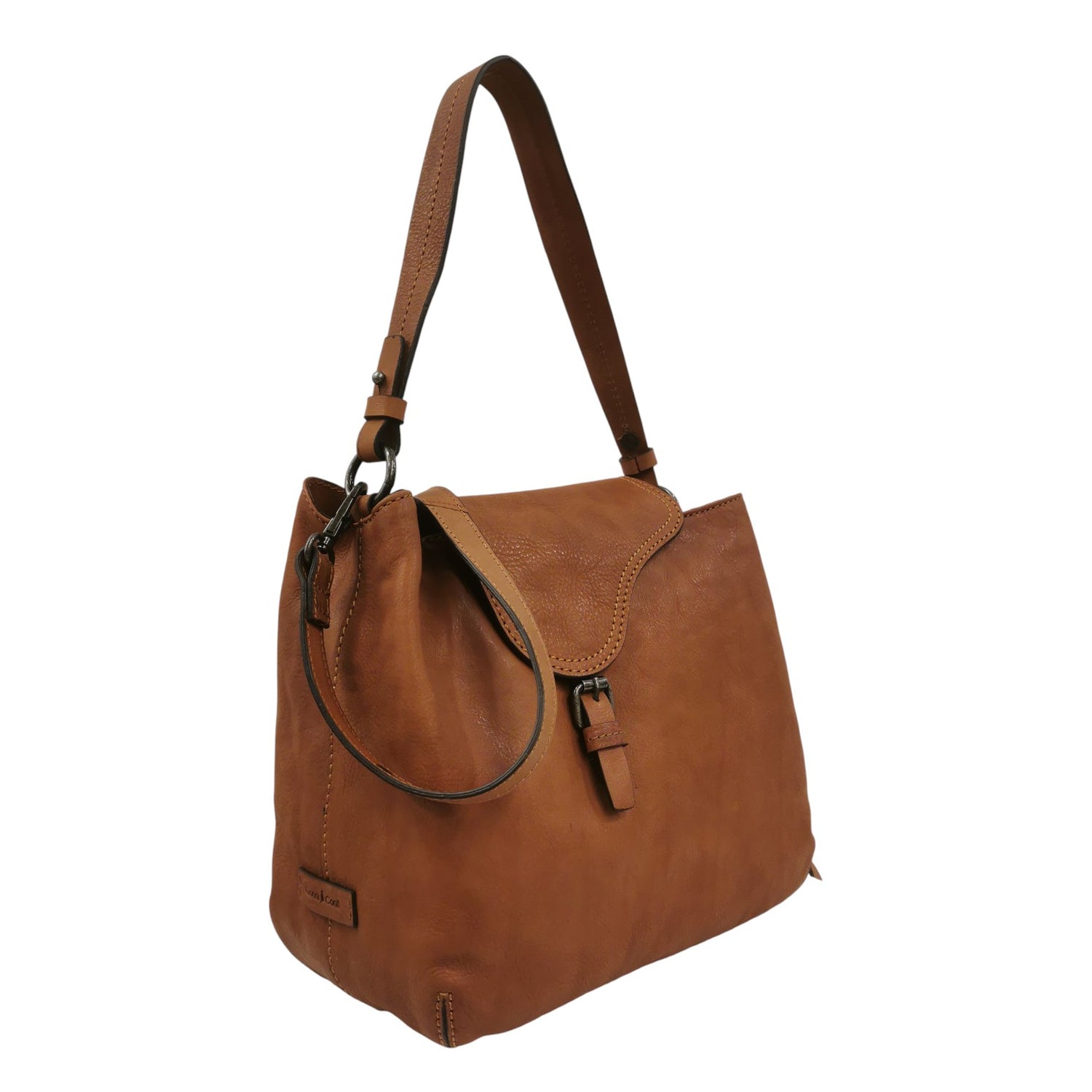 Gianni Conti Borsa a Spalla Donna in Pelle Cognac con Tracolla e Cinturino