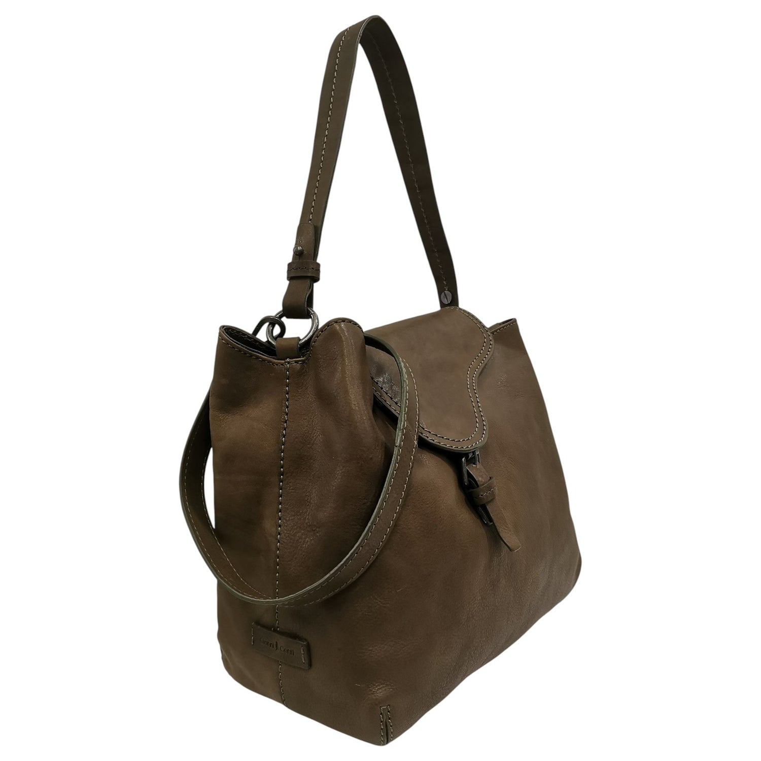 Gianni Conti Borsa a Spalla Donna in Pelle Pistacchio con Tracolla e Cinturino