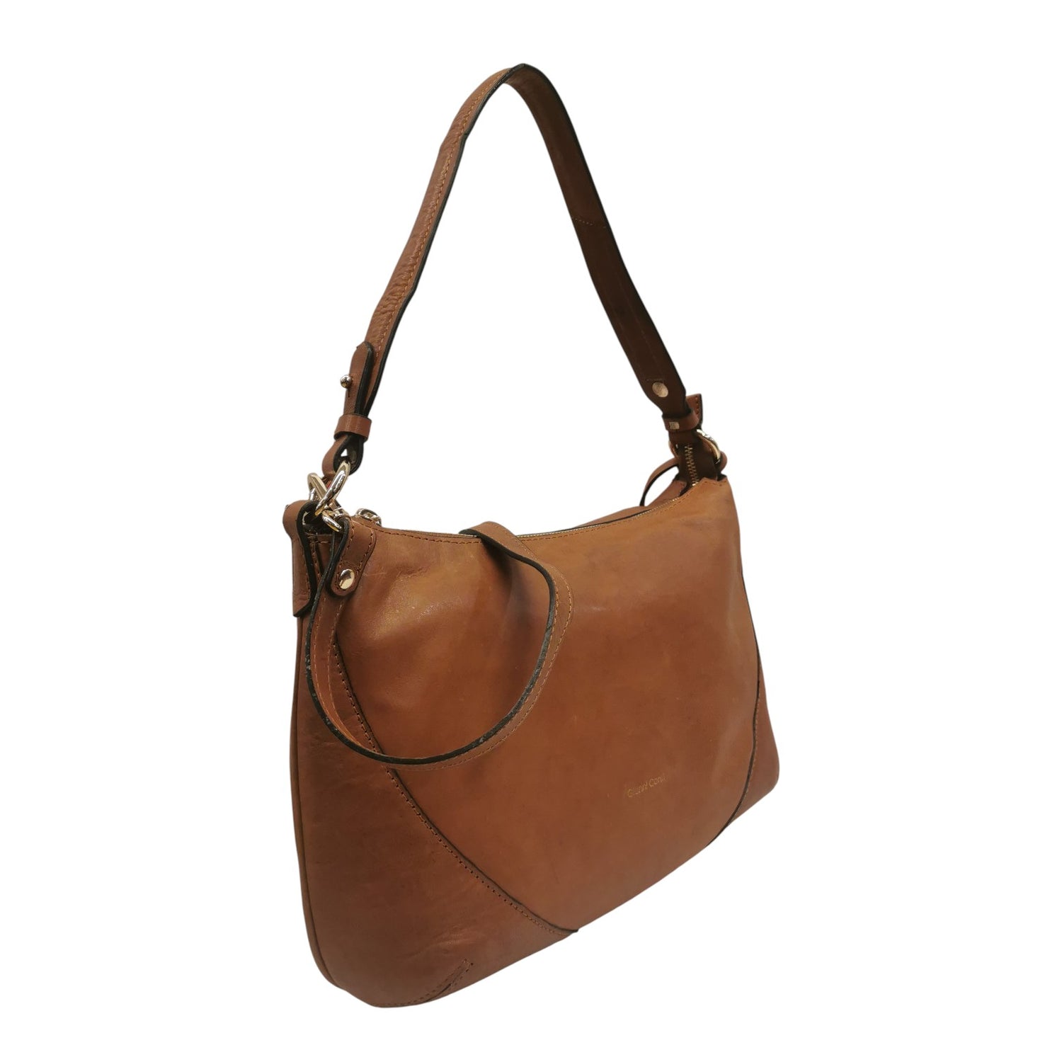 Gianni Conti Borsa a Spalla Donna in Pelle Cuoio con Accessorio a Foglia e Tracolla