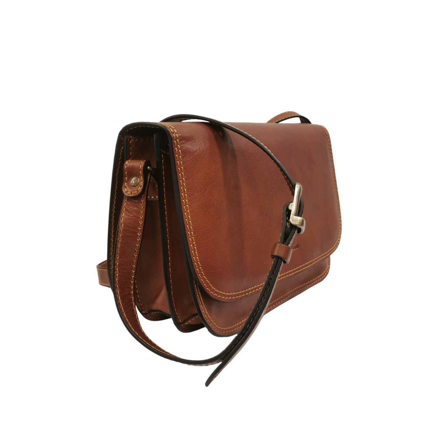 Gianni Conti Borsa a Tracolla Donna in Pelle Cuoio con Doppio Scomaprto