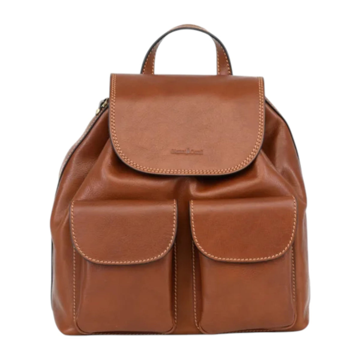 Gianni Conti Zaino Donna in Pelle Cuoio con Tasche Frontali