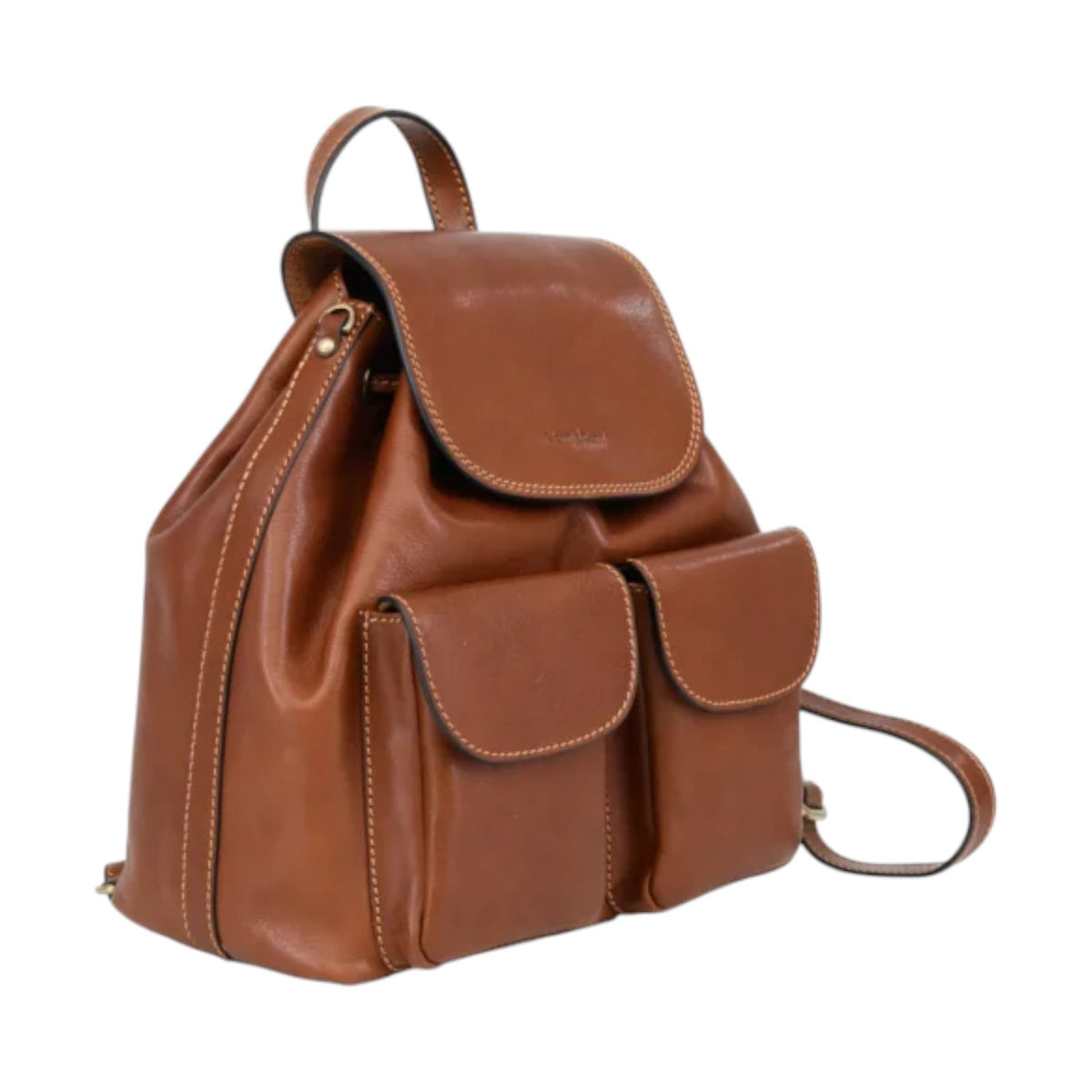 Gianni Conti Zaino Donna in Pelle Cuoio con Tasche Frontali