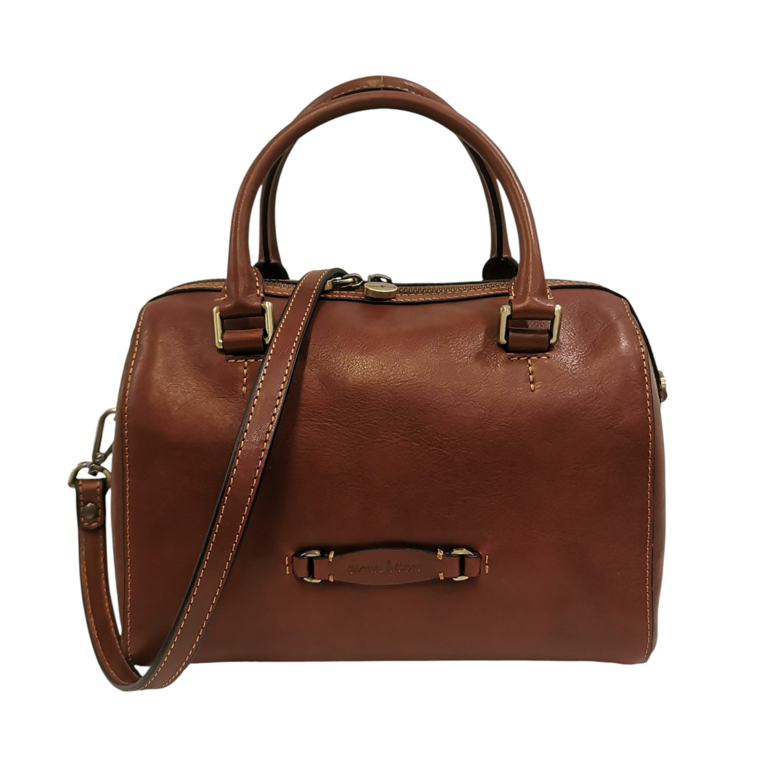 Gianni Conti Borsa a Mano Bauletto Donna in Pelle Cuoio con Tracolla