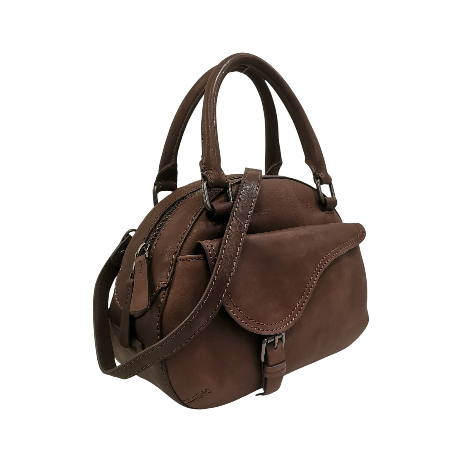 Gianni Conti Borsa a Mano Piccola Donna in Pelle Cioccolato con Cinturino e Tracolla