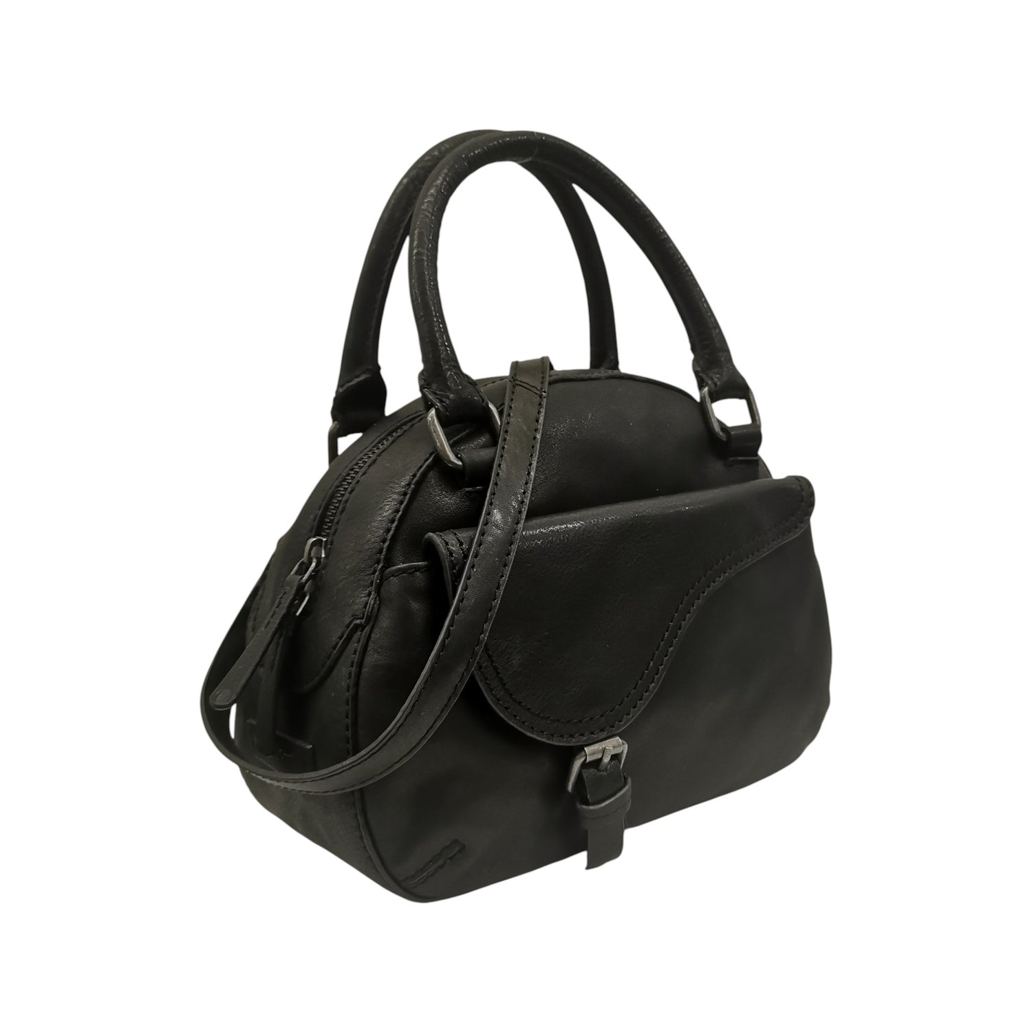 Gianni Conti Borsa a Mano Piccola Donna in Pelle Nera con Cinturino e Tracolla