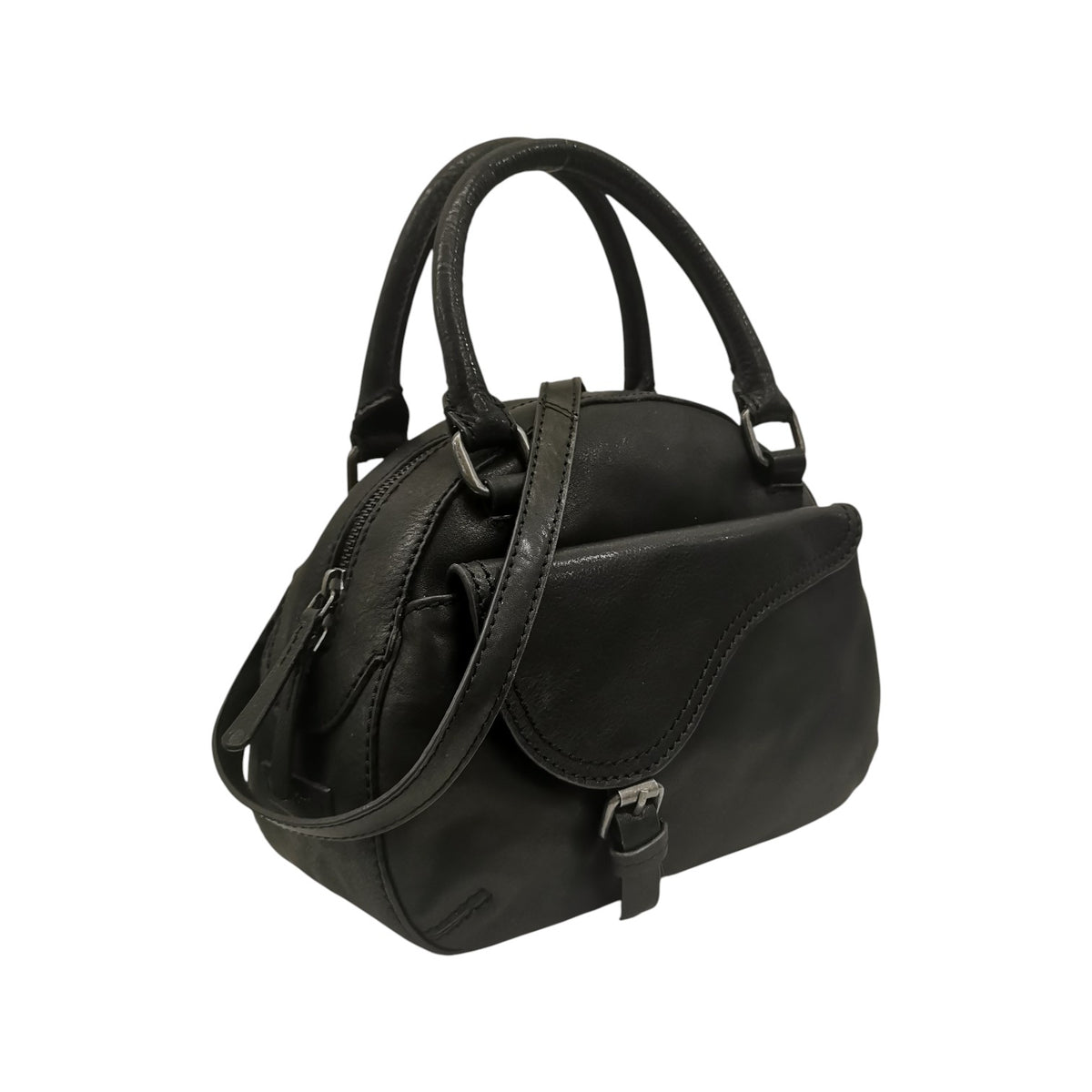 Gianni Conti Borsa a Mano Piccola Donna in Pelle Nera con Cinturino e Tracolla