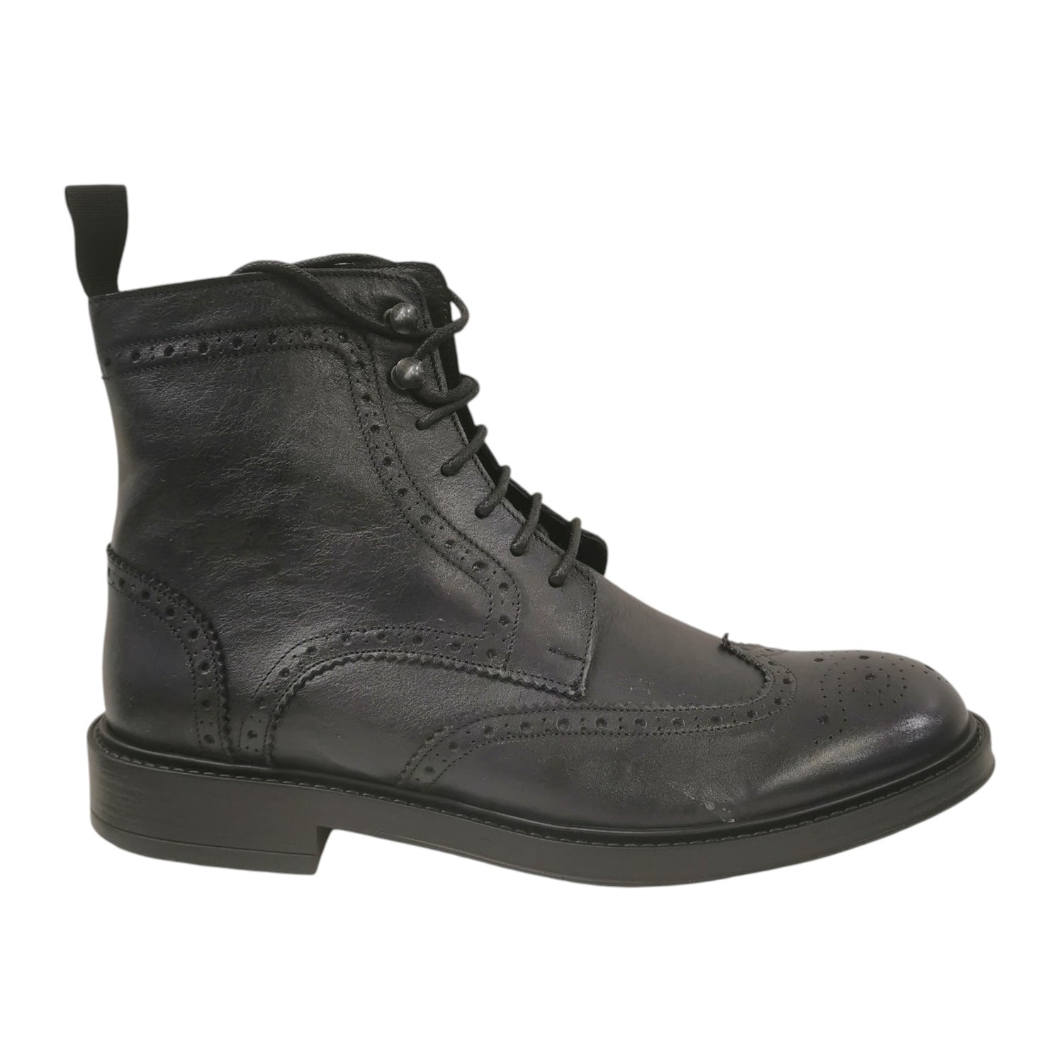 Gino Tagli Anfibio Uomo in Pelle Blu Scuro Stile Inglese