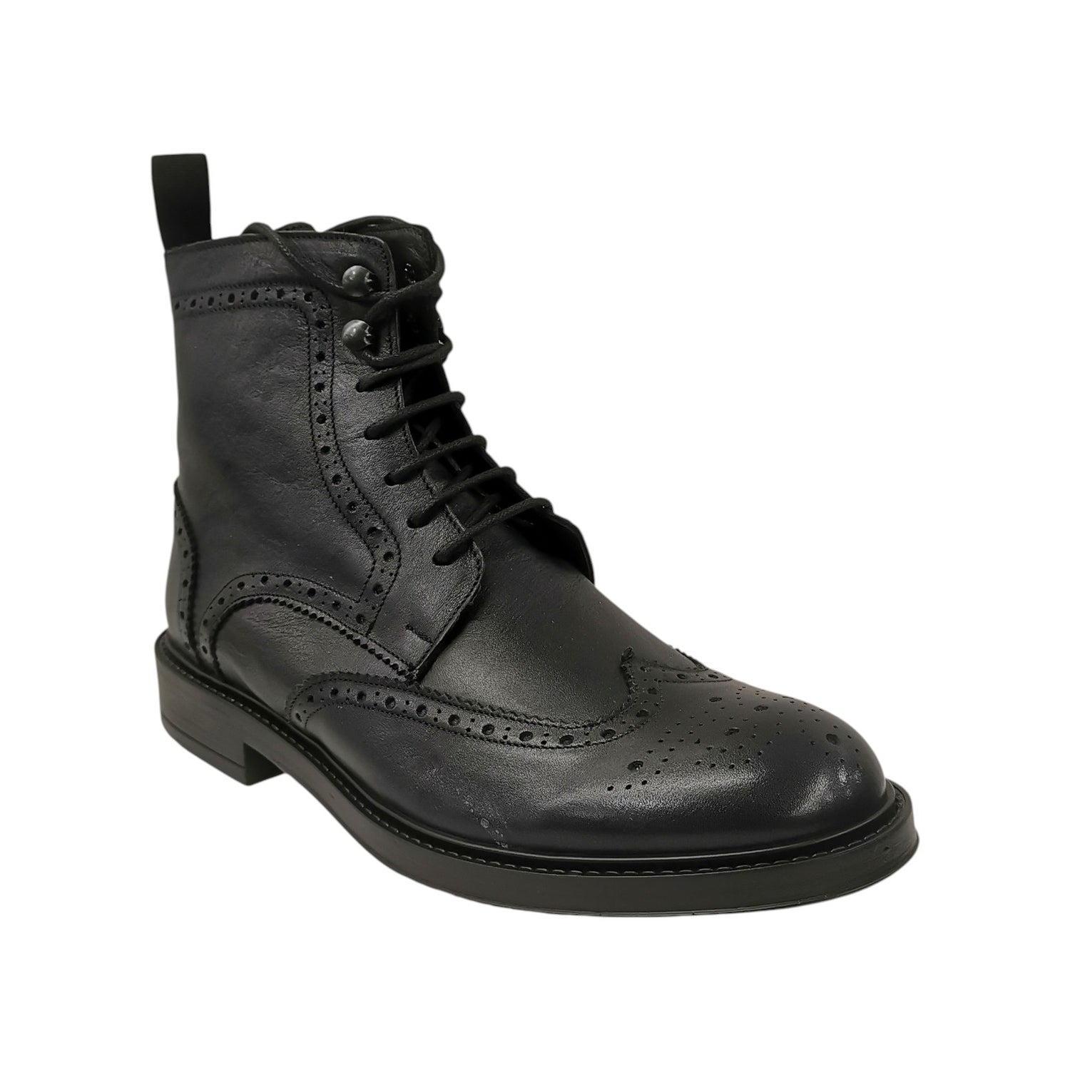 Gino Tagli Anfibio Uomo in Pelle Blu Scuro Stile Inglese