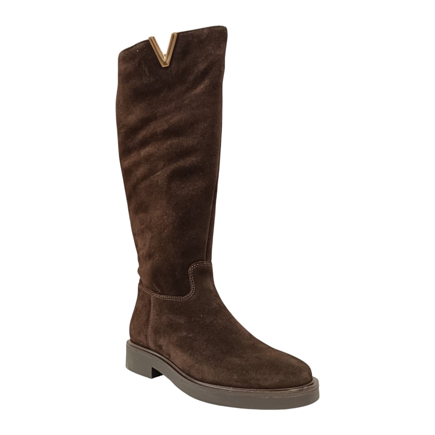 Francesco Brunelli Stivale Donna in Pelle Scamosciata Moro con Dettaglio V