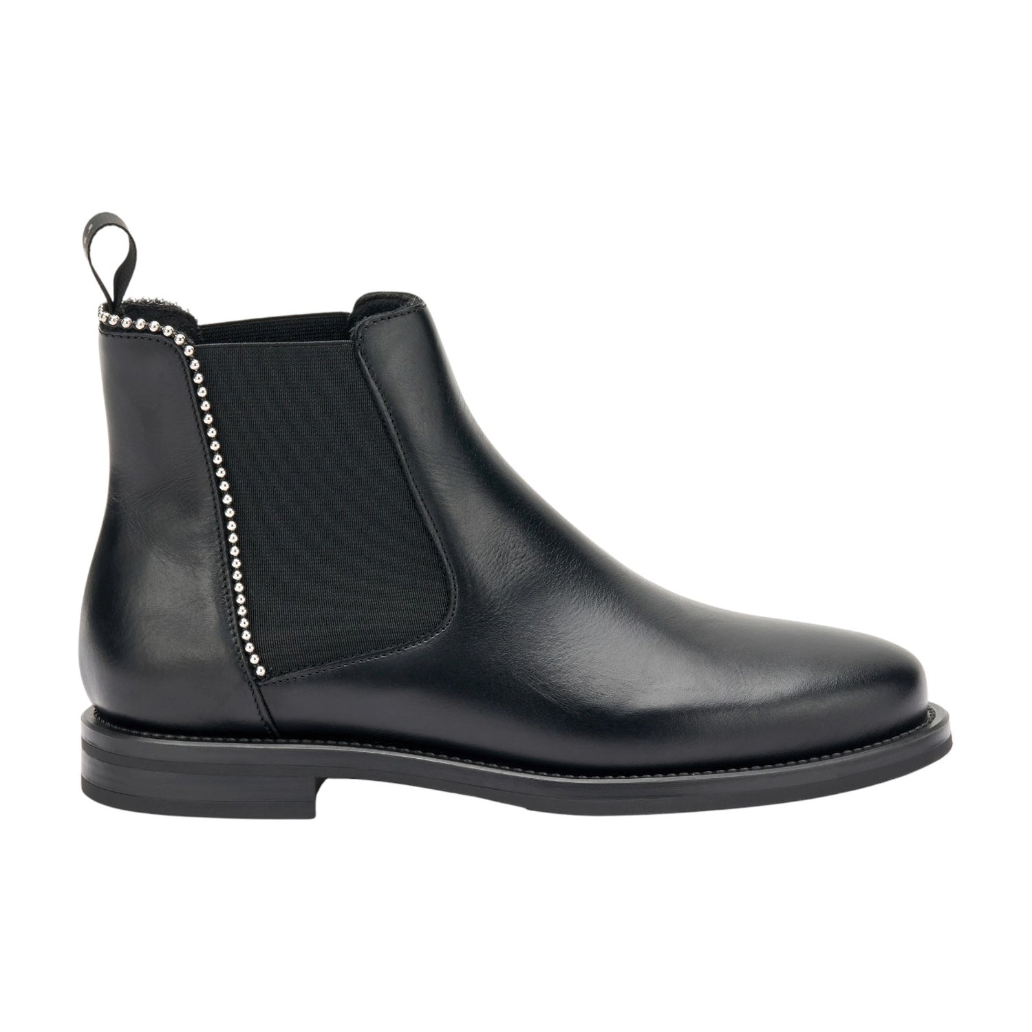 Frau Beatles Donna in Pelle Nera con Borchiette Laterali