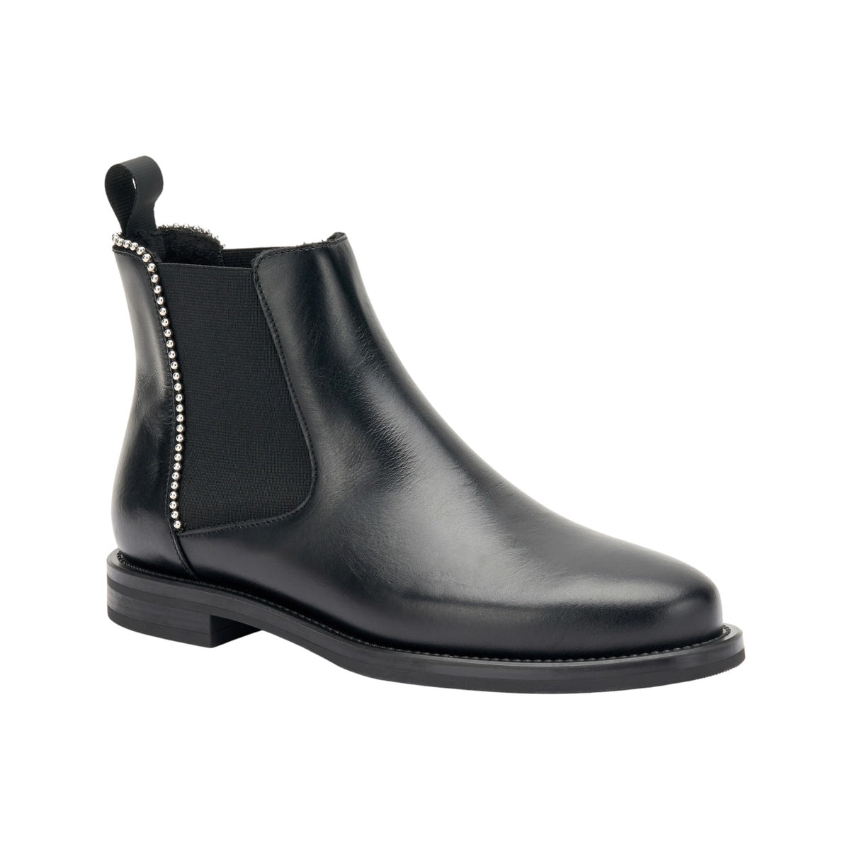 Frau Beatles Donna in Pelle Nera con Borchiette Laterali