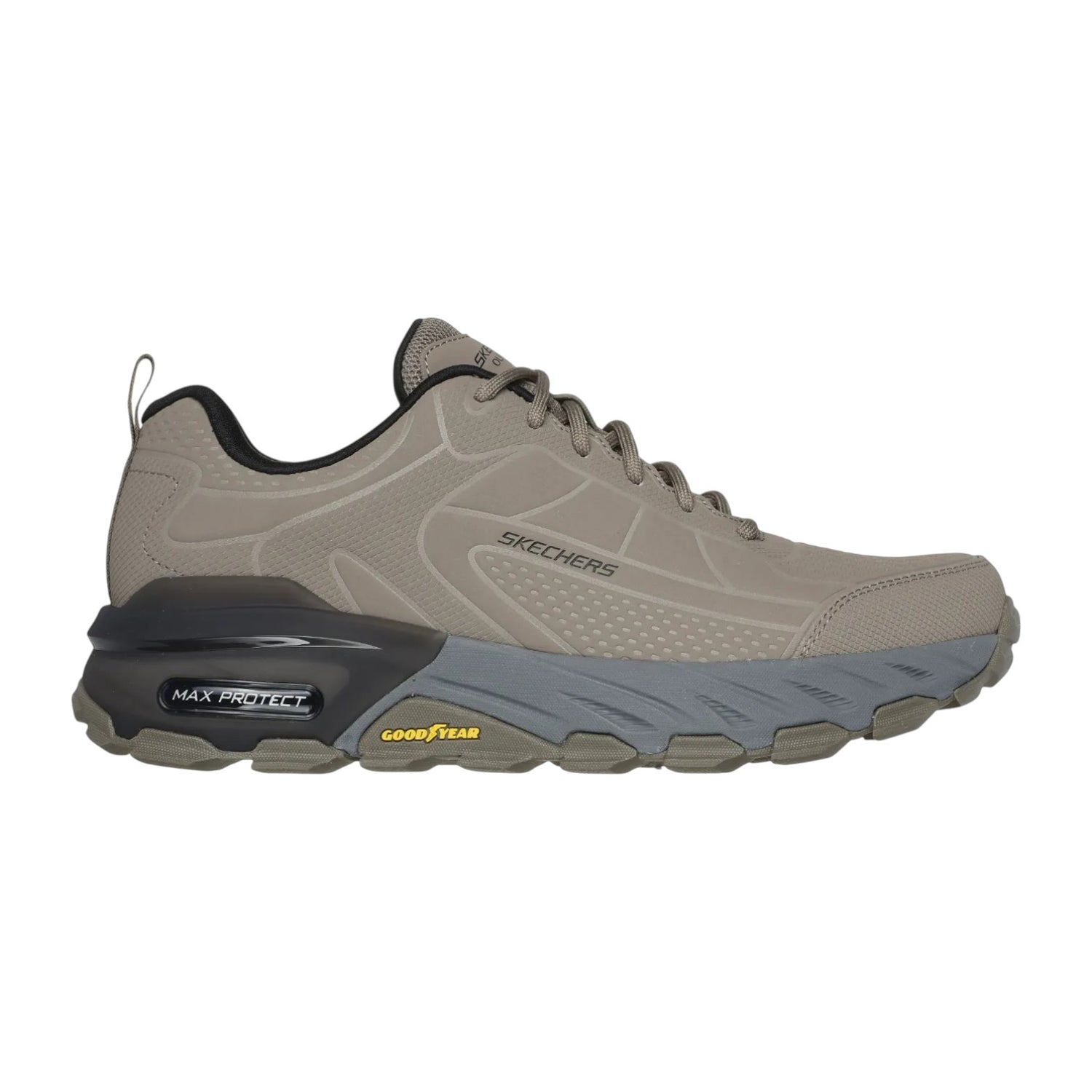 Skechers Sneakers Uomo in Ecopelle Tortora Nero Max Protect - Irongaurd