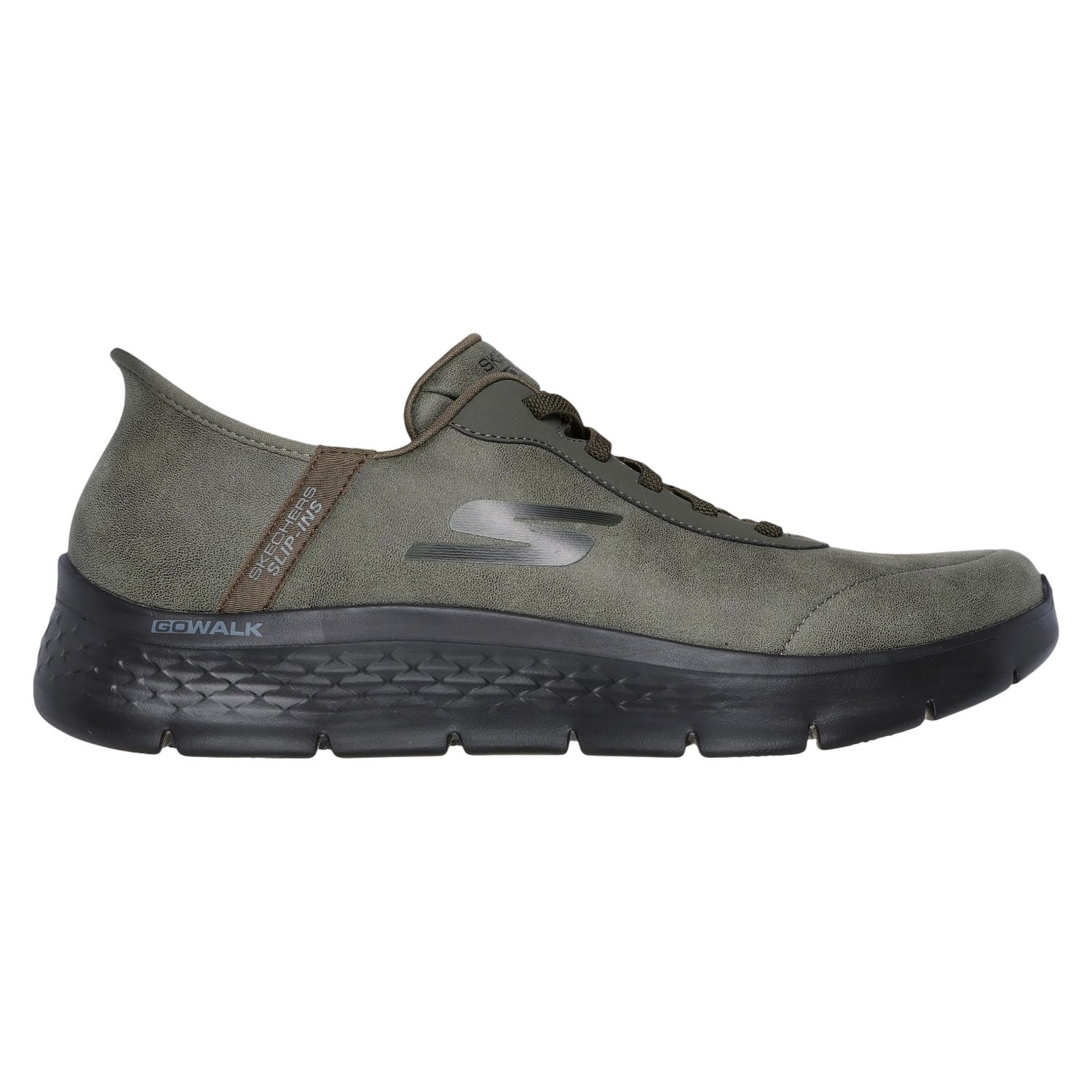 Skechers Slip-ins Uomo in Ecopelle Oliva: Go Walk Flex - Smooth Motion