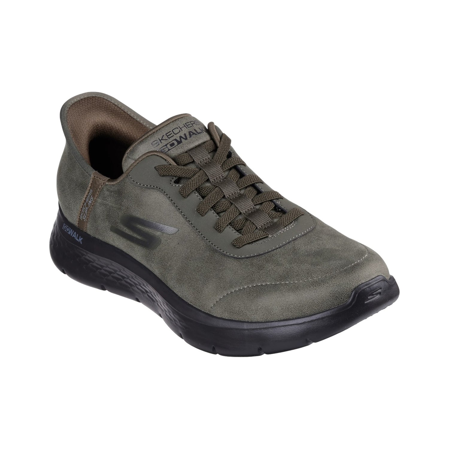 Skechers Slip-ins Uomo in Ecopelle Oliva: Go Walk Flex - Smooth Motion